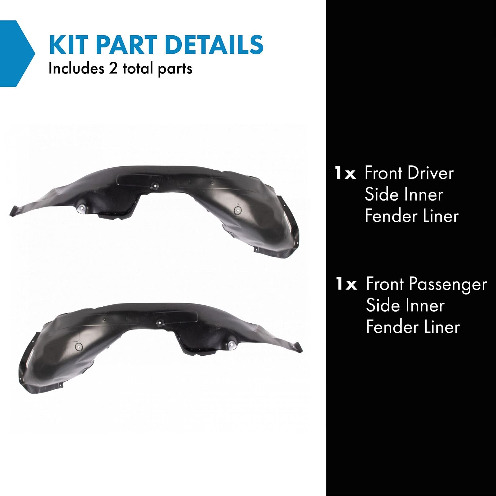 Trq Front Inner Fender Liner Set Compatible With 2019-2020 Hyundai Elantra Hy1248177 Hy1249177