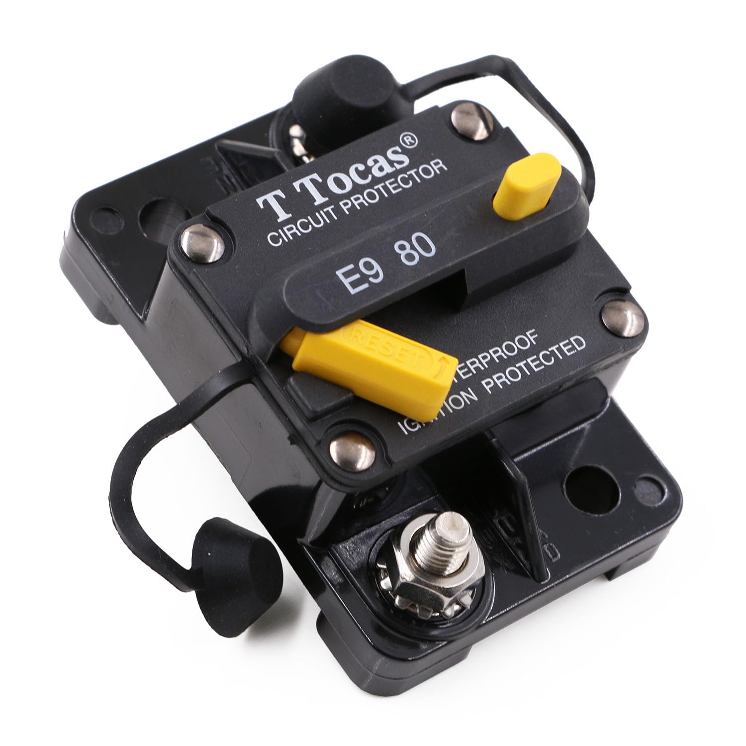 T Tocas 80 Amp Circuit Breaker Switchable with Manual Reset for Boat Trolling Motor Marine ATV Vehicles Stereo Audio Battery Sol