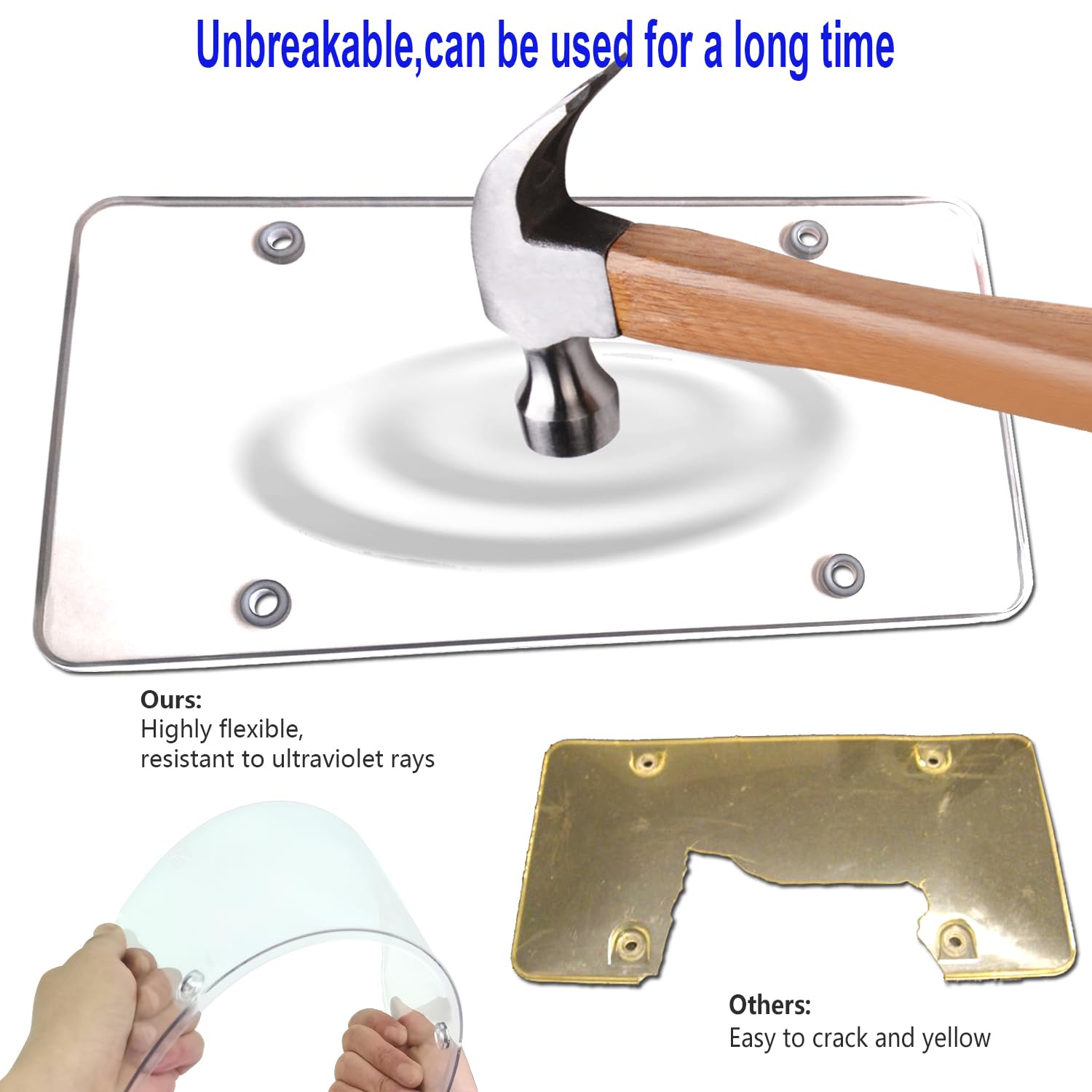 Zxfoog License Plate Frame Cover Combo- Clear Flat Plate Cover & Black Silicone Car Tag Holder, Unbreakable Novelty Protector Fi