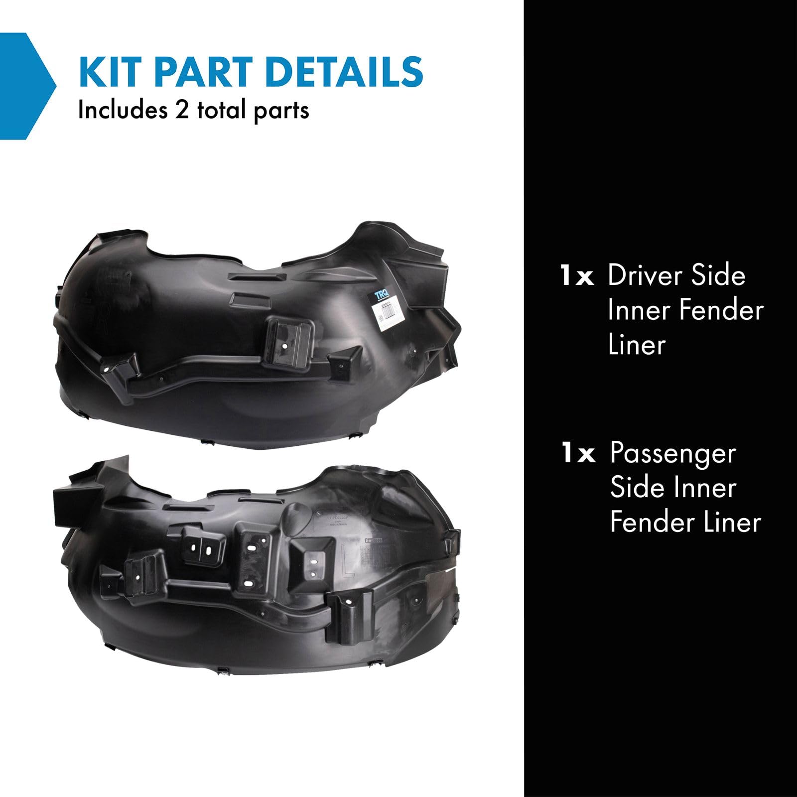 Trq Inner Fender Liner Set Compatible With 2015-2020 Ford F-150 Fo1248164 Fo1249164