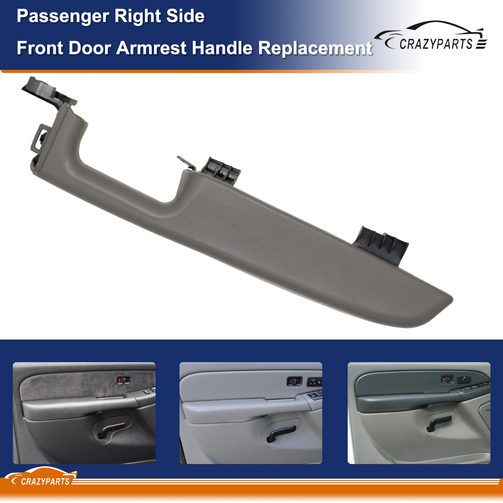 Crazyparts Right Passenger Side Front Door Armrest Handle Replacement Compatible With 1999-06 Chevy Suburban/Tahoe, Gmc Yukon/Av