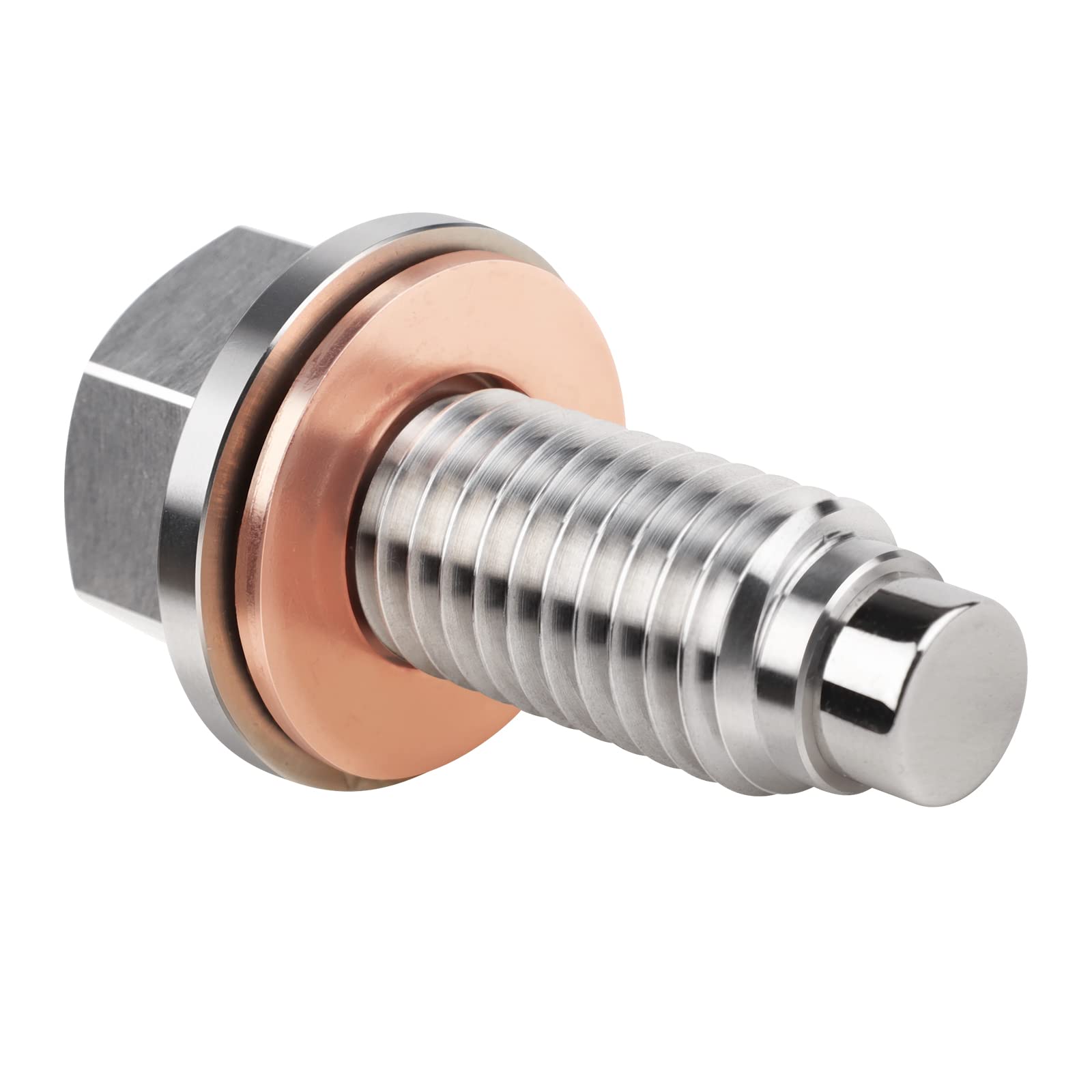 DEEFILL M12 x 1.75 Magnetic Oil Drain Plug, Stainless Steel Sump Drain Nut Bolt with Copper Crush Washer Compatible with GMC, Ch