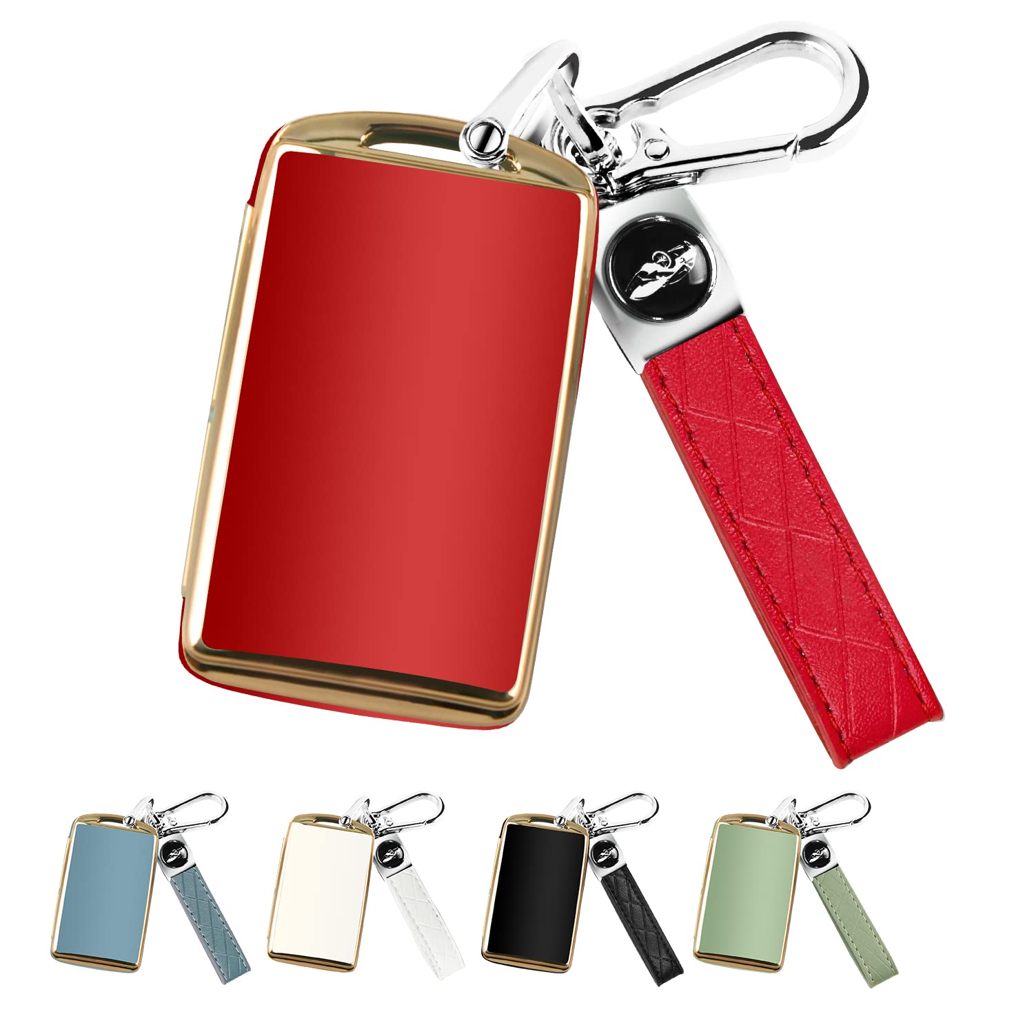 Qbuc For Mazda Key Fob Cover Case With Leather Keychain For 2019-2023 Mazda 3, Mazda 6, Mazda 3 Hatchback, 2020-2023 Mazda Cx-5, Cx-9, Cx-30 (2/3/4 Buttons) (Red)