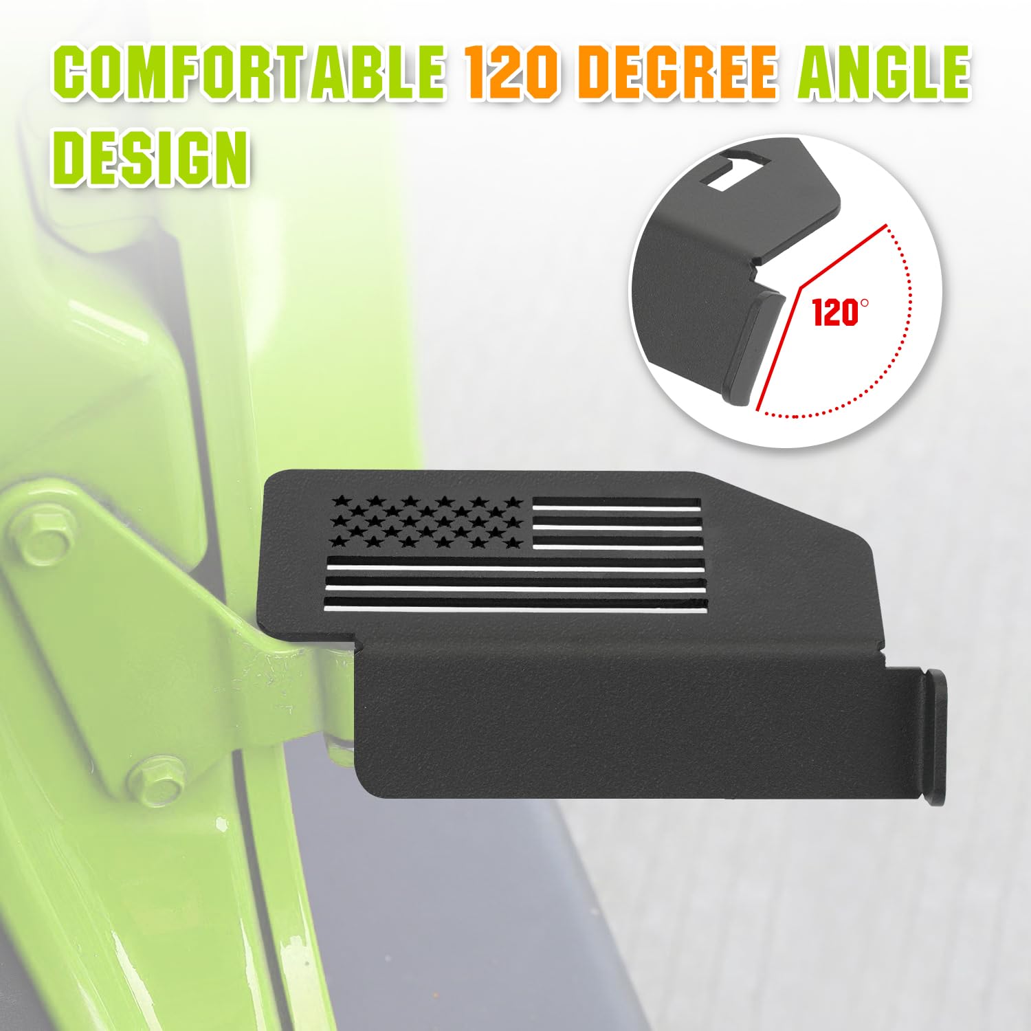 Bordan Front Foot Pegs For Jeep Wrangler Jk Jku Jl Jlu Jt Gladiator 2007-2023, 1941 Style, Comfortable 120 Degree Angle Design