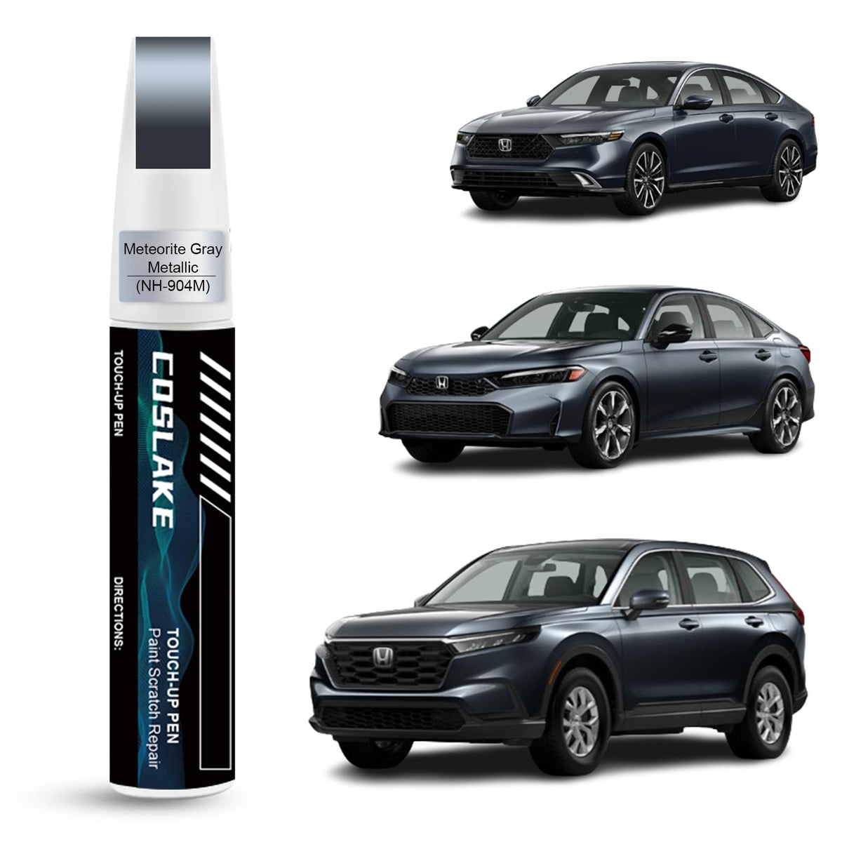 COSLAKE Car Touch Up Paint(Meteorite Gray Metallic(NH-904M)) for Honda, Car Paint Scratch Repair Kit, Quick & Easy Solution to R
