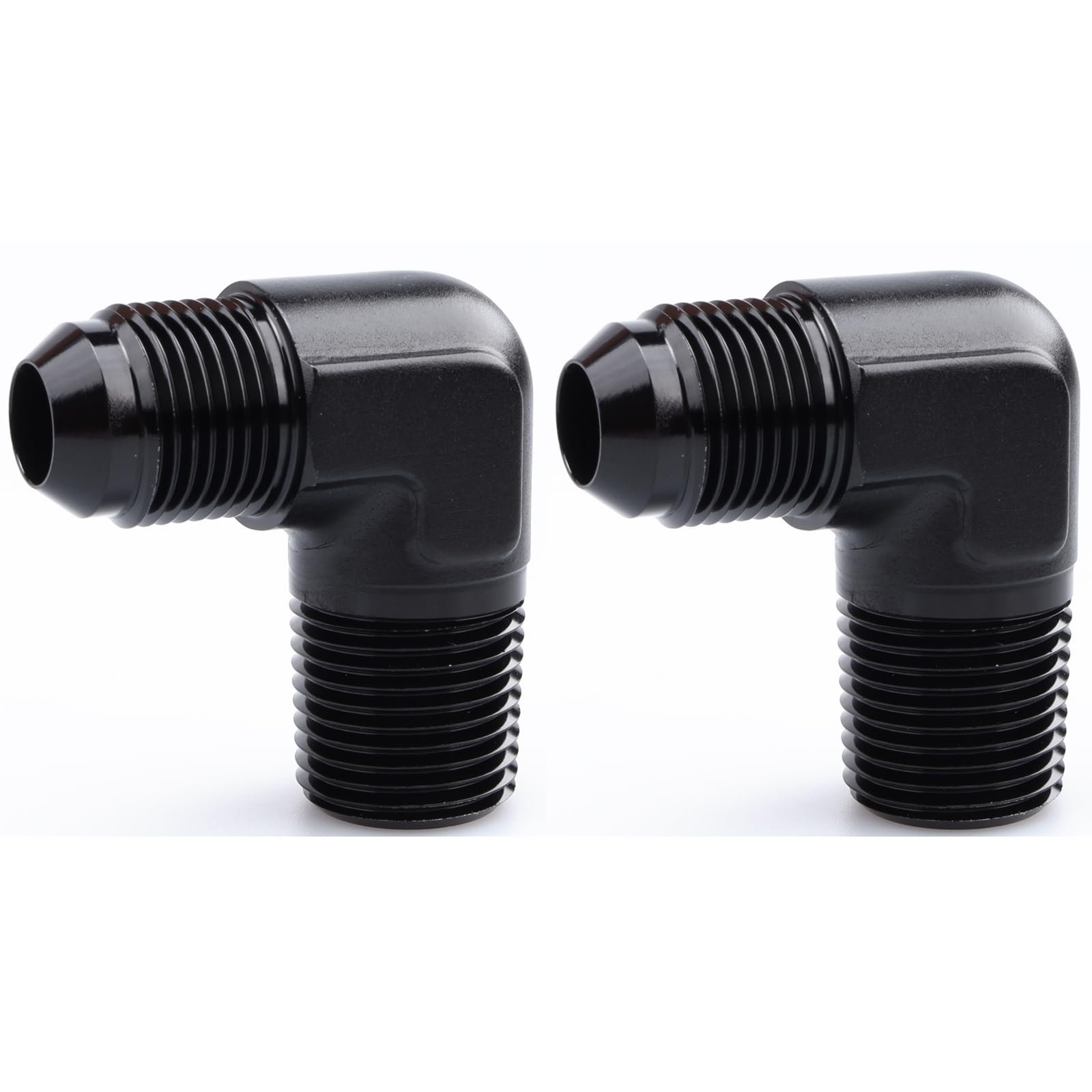Ac Performance 90 Degree Elbow -10 An Male To 3/4'' Npt Male Fitting Adapter Connector Aluminum Black, Pack Of 2