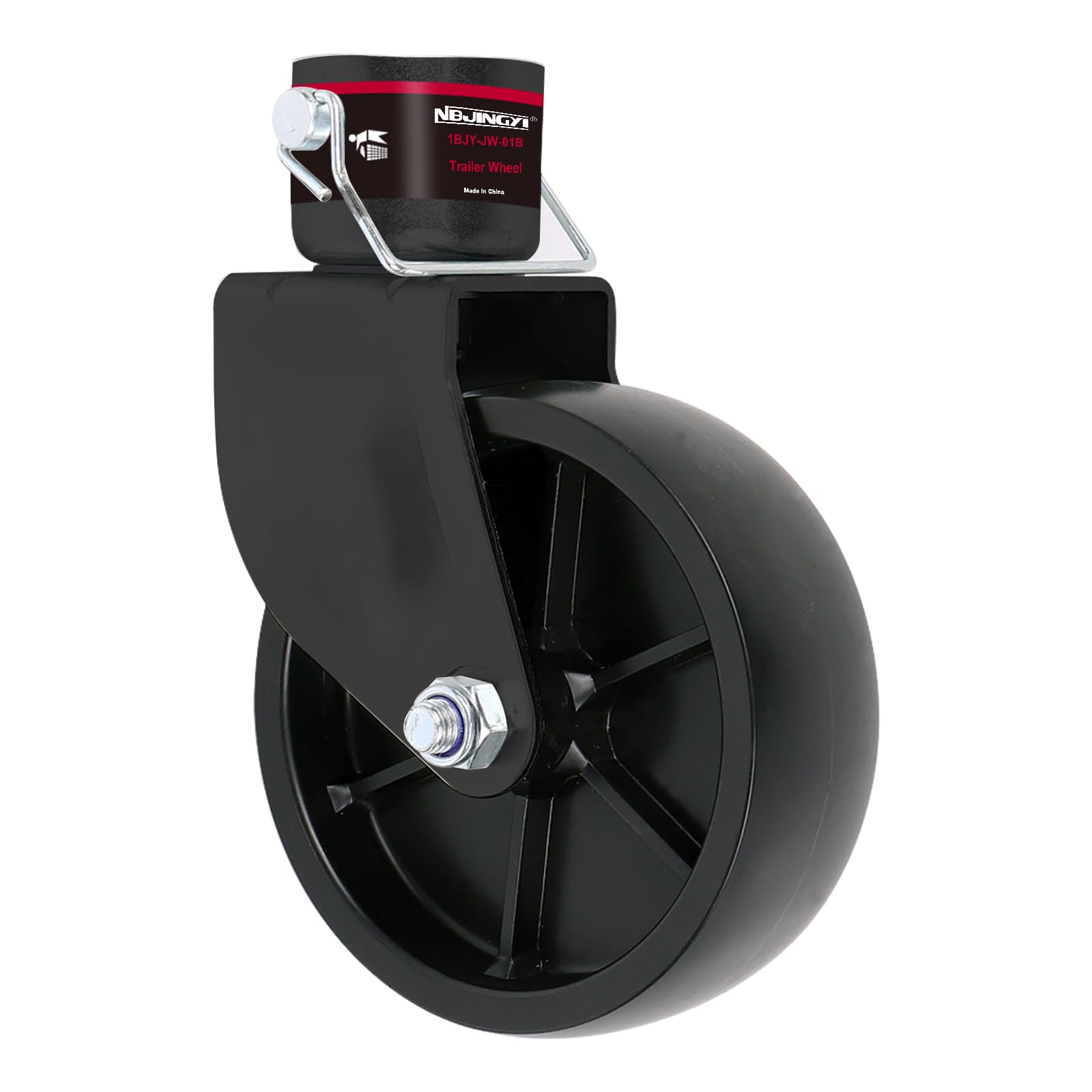 6'' Trailer Swirl Jack Caster Wheel 1200Lbs Capacity With Pin Base For Boat Hitch Camper Removable Black (Black)