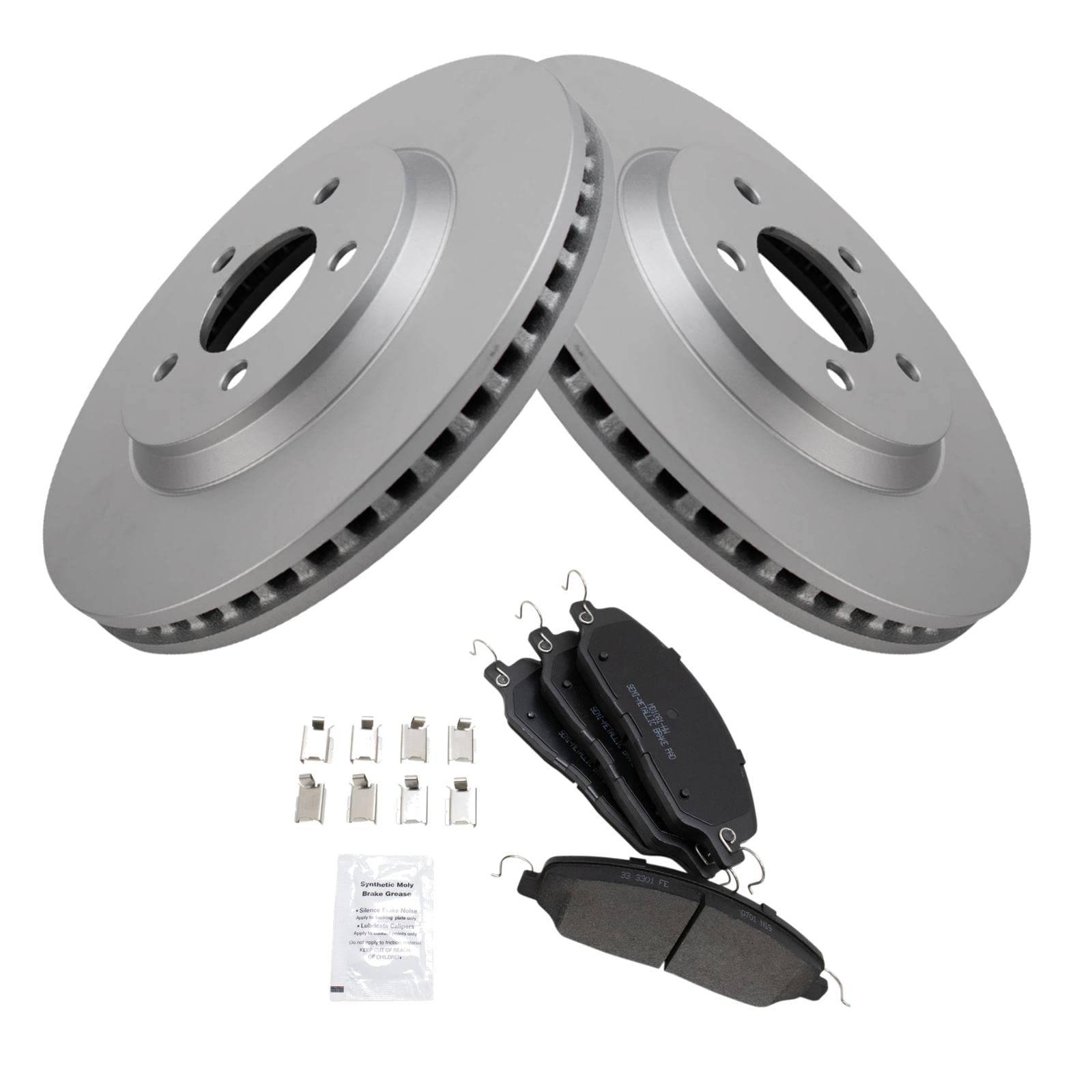 Trq Front Brake Pad & Rotor Kit Brake Pads Brake Rotor Semi-Metallic Premium G-Coated Compatible With 2005-2014 Ford Mustang