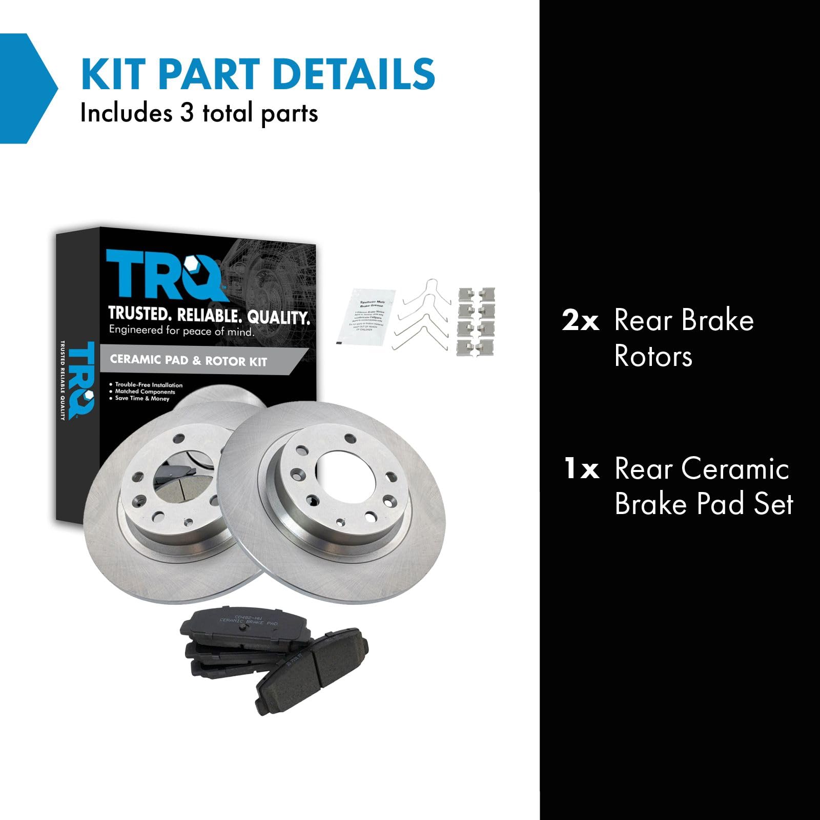 Trq Rear Brake Pad & Rotor Kit Brake Pads Brake Rotor Ceramic Compatible With 2003-2005 Mazda 6 2003 Protege
