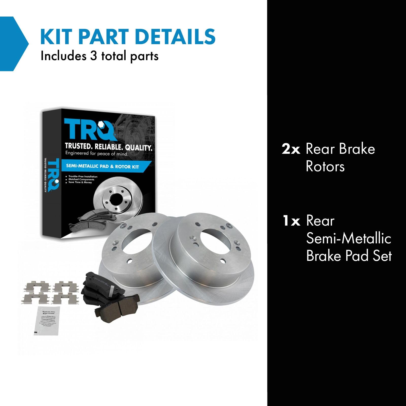 Trq Rear Brake Pad & Rotor Kit Brake Pads Brake Rotor Semi-Metallic Compatible With 2006-2008 Hyundai Sonata 2005-2009 Tucson 20