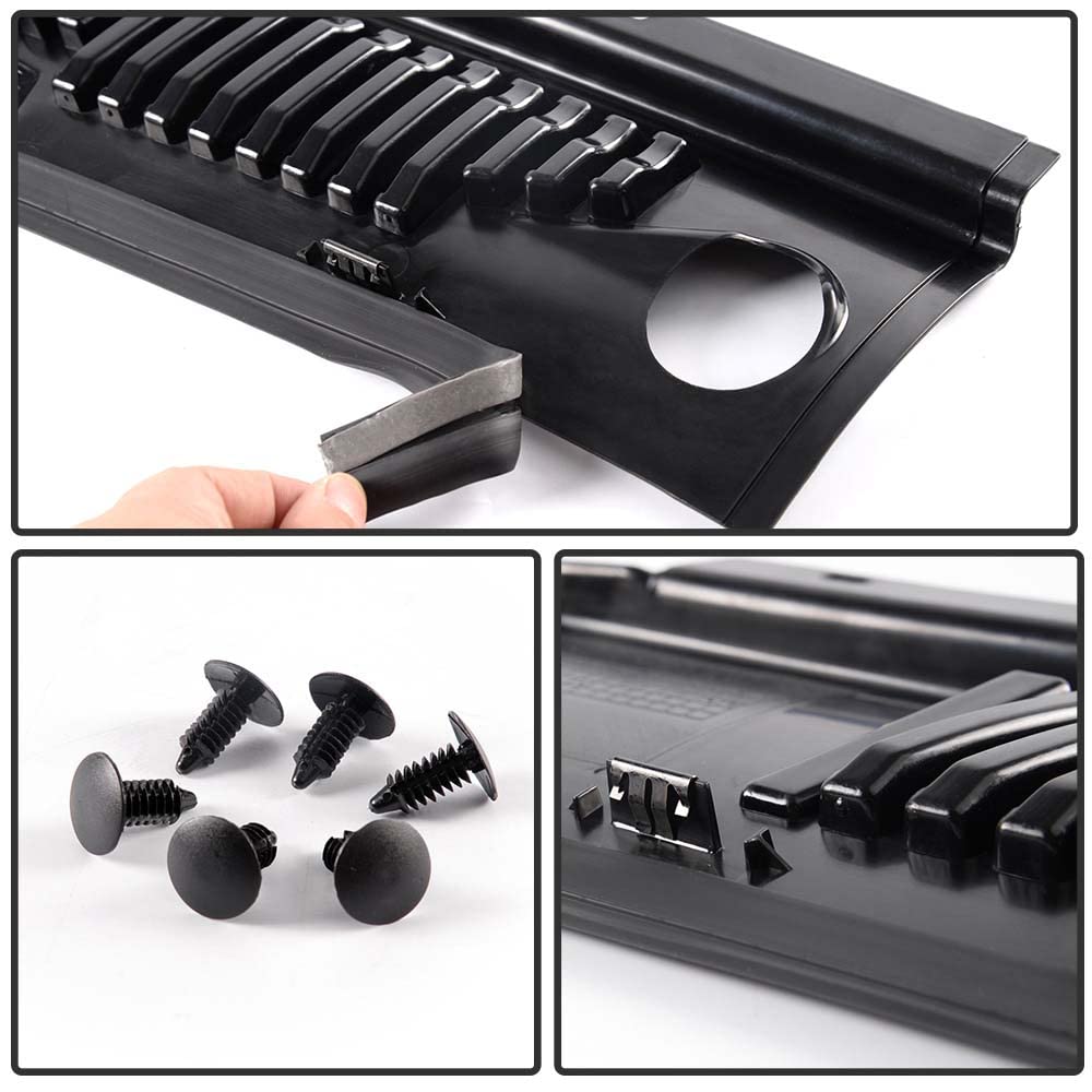 Pit66 2Pcs Windshield Wiper Cowl Vent Grille Grills Panel Hood Compatible With 99-04 Ford Mustang Gt Svt