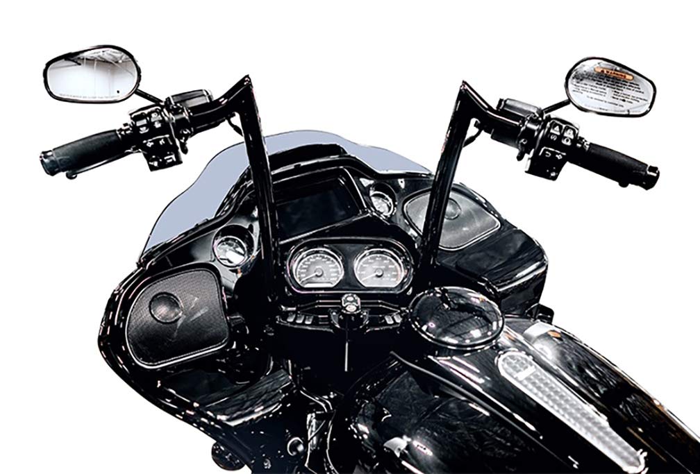 Pre Wired Dominator Industries 1 1/4 Inch Road Glide Meathook Ape Hanger Handlebars, 12 Inch Rise, Gloss Black Compatible With 2015-2023 Harley Road Glides