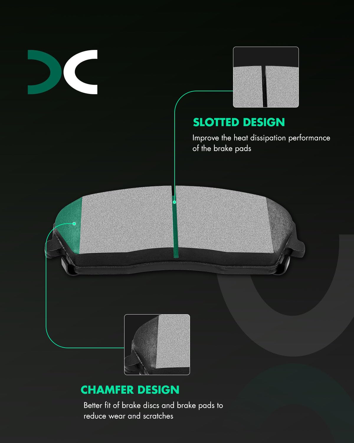 Scitoo Ceramic Brake Pads 8Pcs Front Rear Set Fit For 2005-2017 For Chrysler 300,2009-2017 For Dodge Challenger,2006-2017 For Do