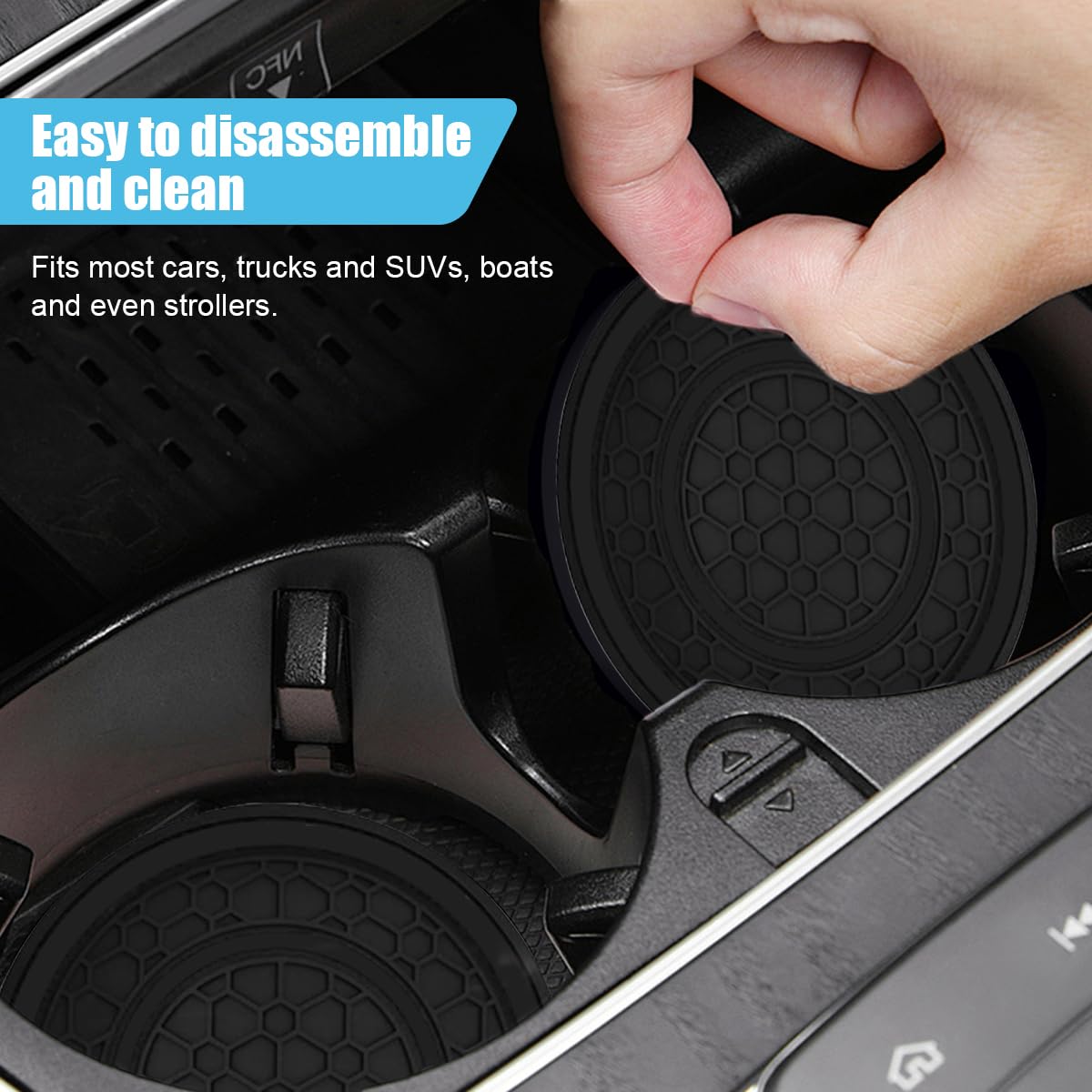 2PCS Car Cup Holder Coasters, 2.75 Inch Auto Non-Slip Anti Dust Cup Mats, Console Cup Holder Insert Coaster Auto Insulated Mats,