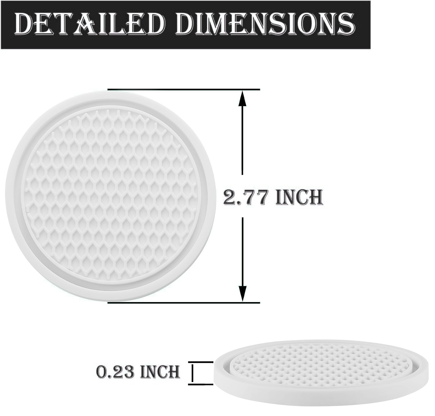 Singaro Car Cup Coaster, 4Pcs Universal Non-Slip Cup Holders Embedded In Ornaments Coaster, Car Interior Accessories, White