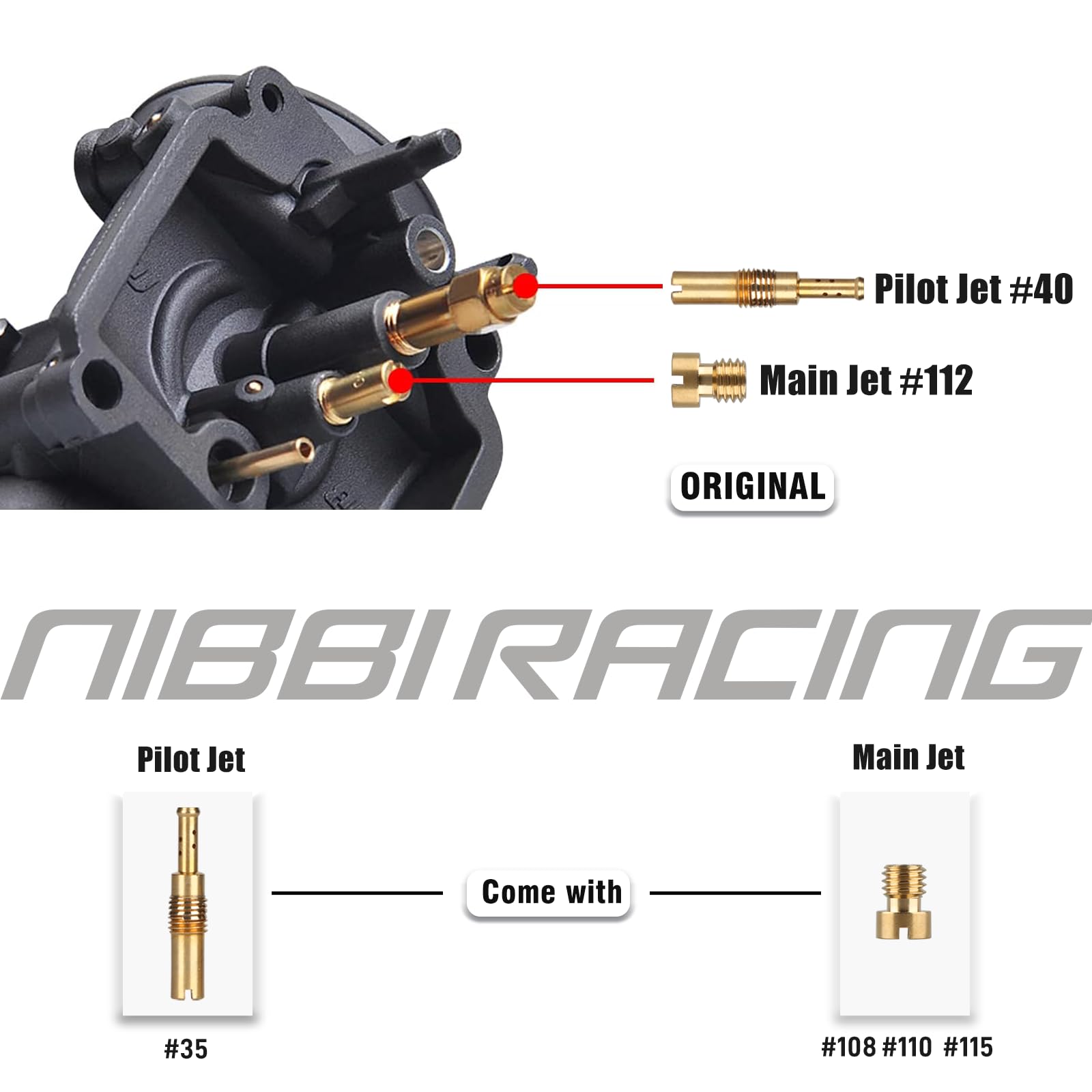 NIBBI PE24 Carburetor Kit, 24mm carburetor with Carb Jets - Fit for 140cc 150cc Dirt Bike Pit Bike Apollo TaoTao Lifan Kayo SSR