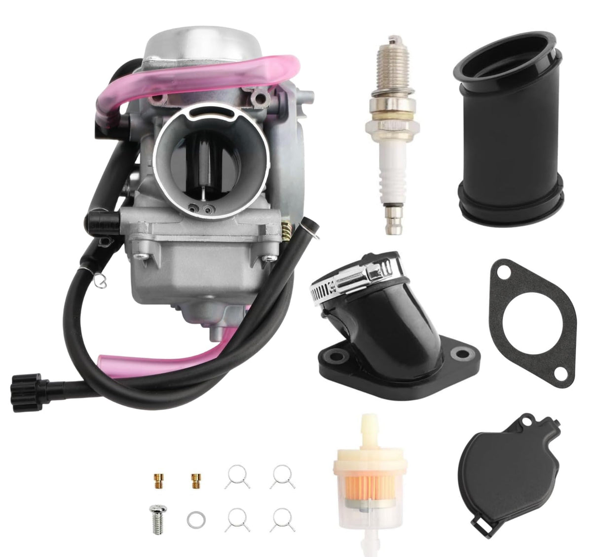 Carburetor Compatible with Arctic Cat 250 300 2x4 4x4 2001 2002 2003 2004 2005 RED GREEN #0470-448 Carb(Includes Air Filter & Fu