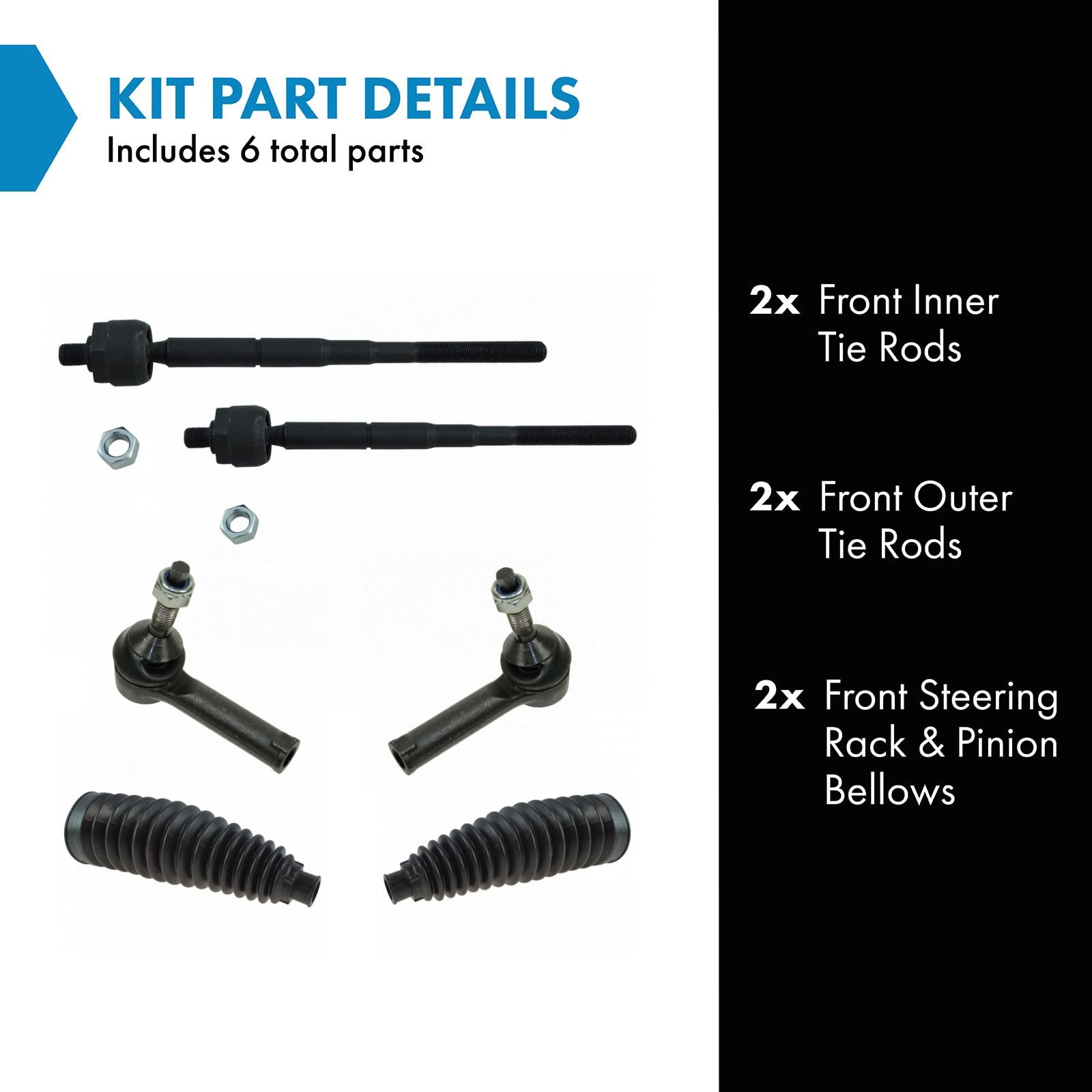 Trq Front Steering Kit Steering Rack & Pinion Bellow Tie Rod Compatible With 2010-2015 Ford Flex 2010-2016 Taurus Lincoln Mks Mk