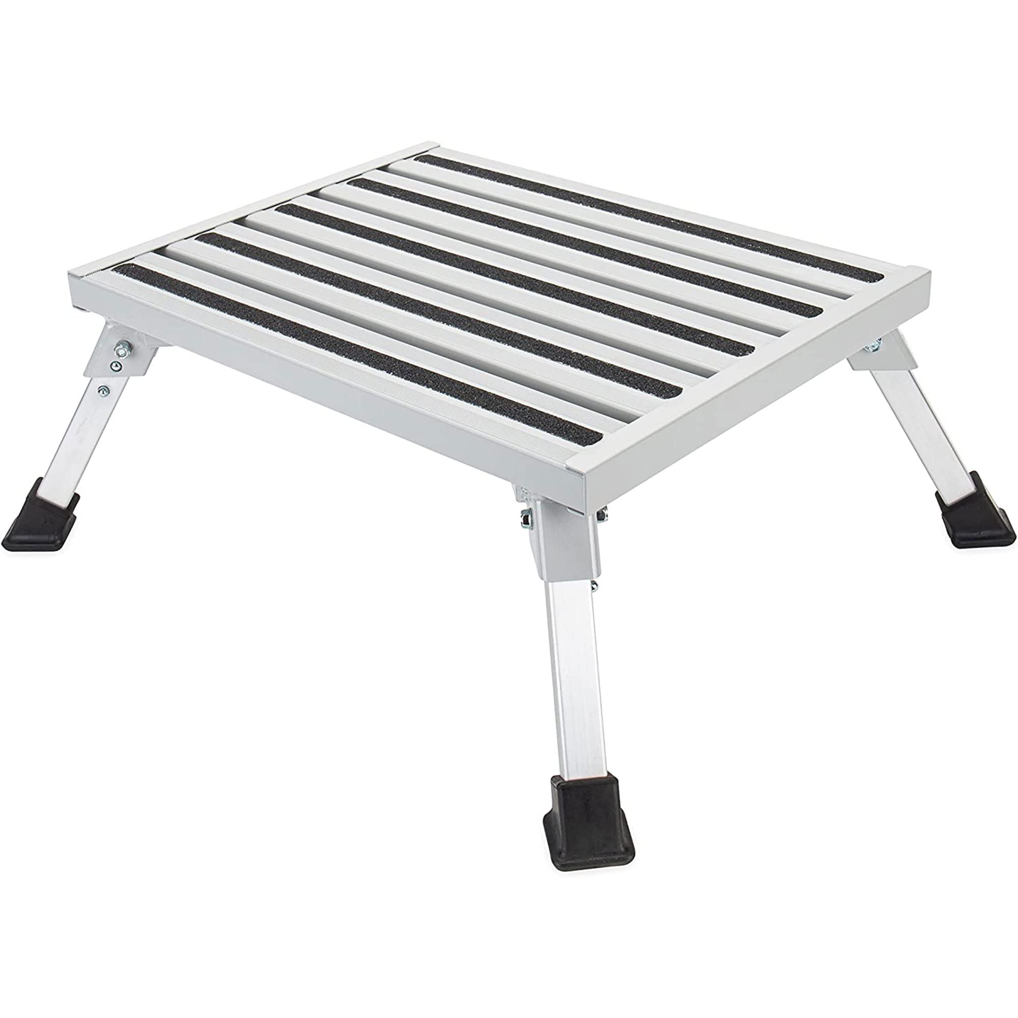 Camco 43677 Fixed Height Aluminum Platform Step, Supports up to 1,000lbs, Includes Non-Slip Rubber Feet