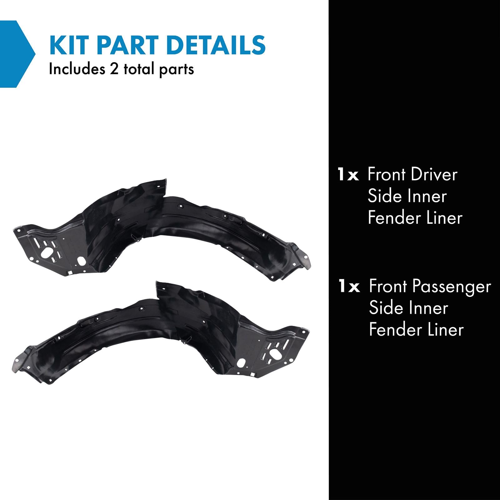 Trq Front Inner Fender Liner Set Compatible With 2009-2014 Acura Tsx Ac1248124 Ac1249124