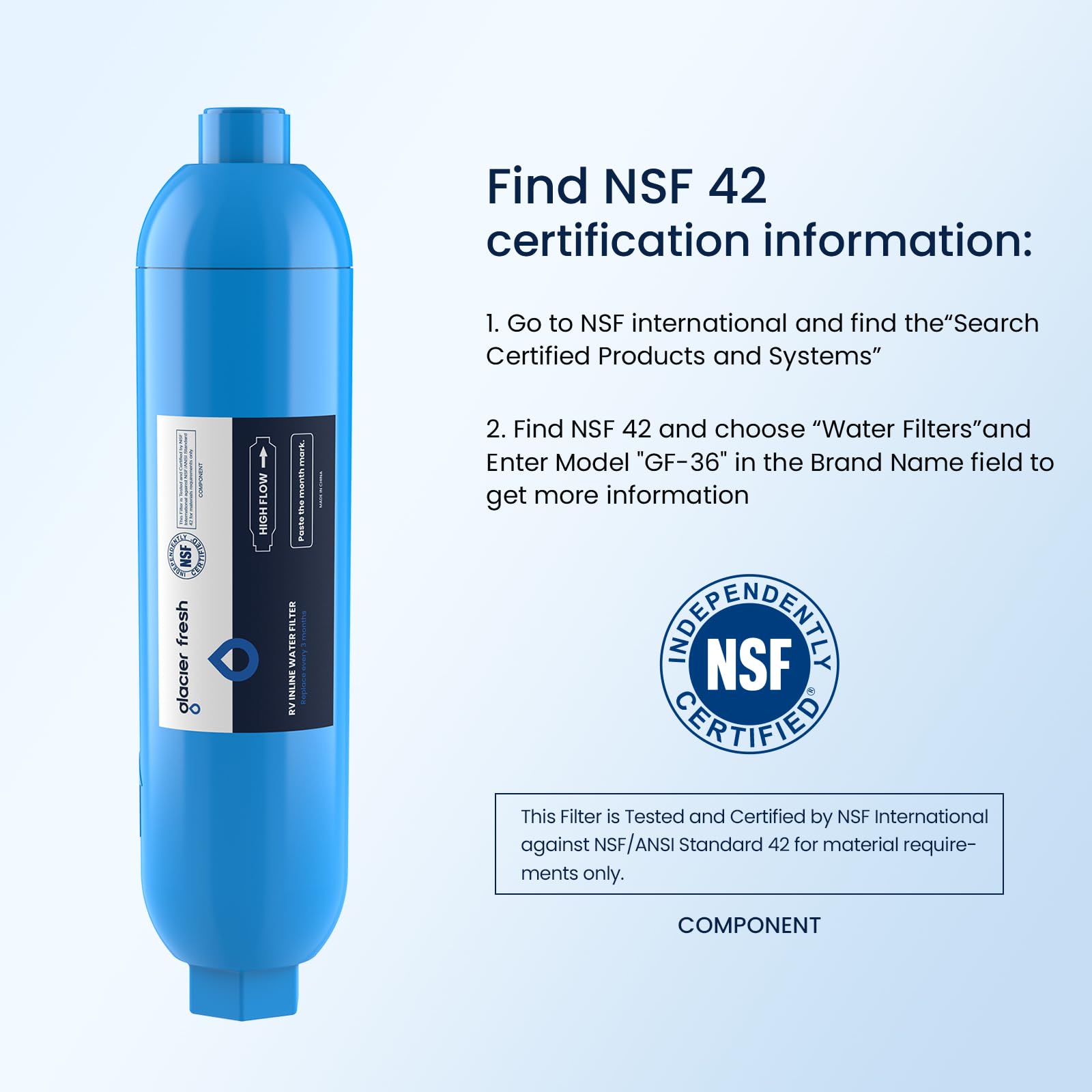 Glacier Fresh Rv/Marine Water Filter With 1 Flexible Hose Protector, Greatly Reduces Bad Taste, Odors, Chlorine And Sediment In