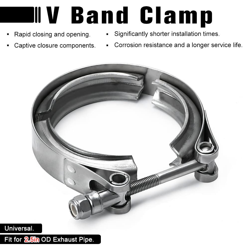 Ptnhz Universal Stainless Steel 2.0'' V Band Clamp For Turbo, Downpipes, Exhaust Systems(2.0''/2.5''/2.75''/3.0''/3.25''/3.5''/4