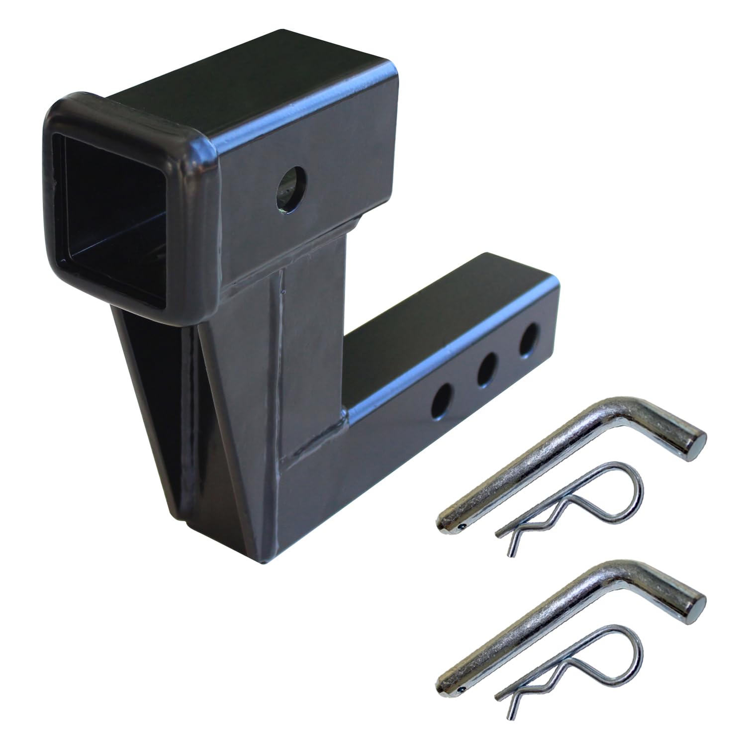 MaxxHaul 50909 Trailer Hitch Riser for 2 inch Receiver with 6 inch Rise & Drop with Solid Shaft, with 2 Pack Hitch Pins