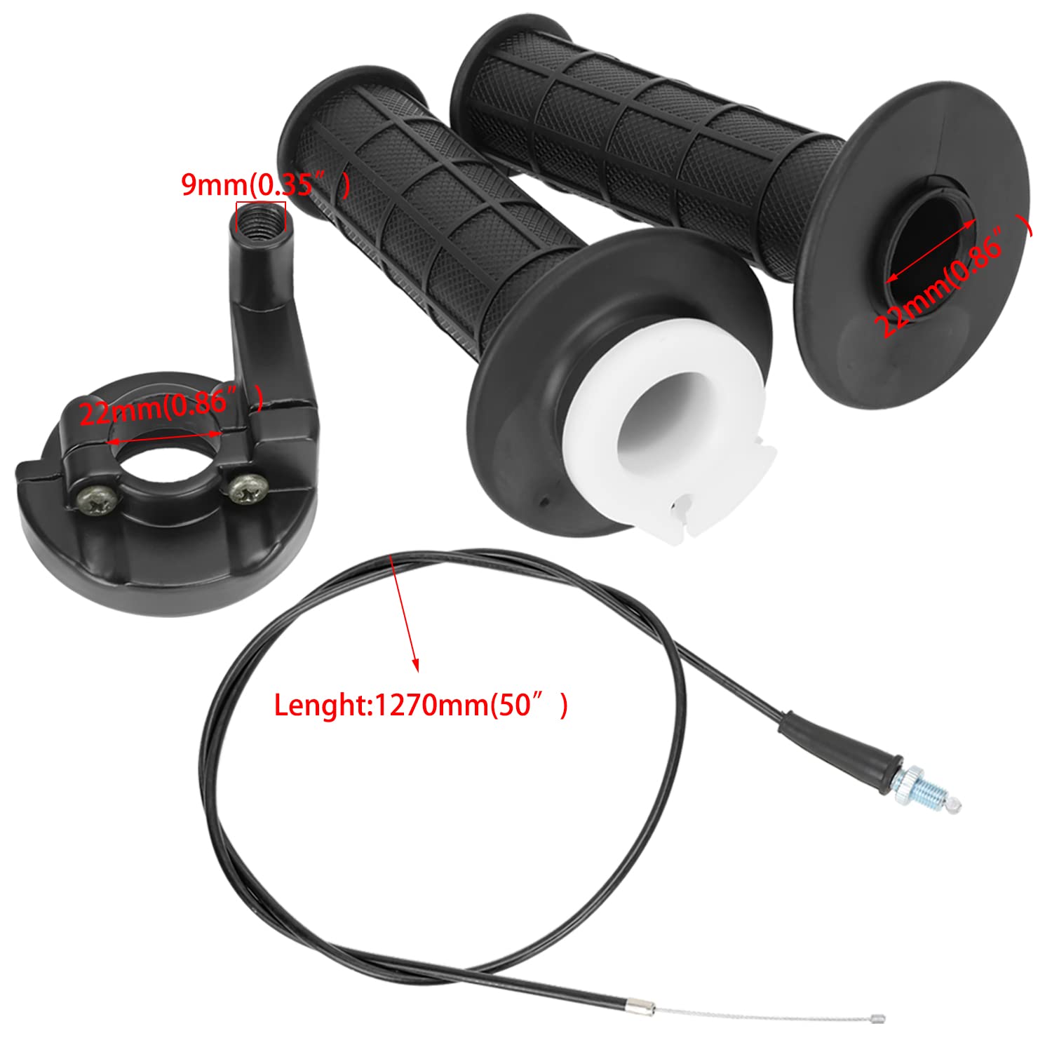Yoxufa Mini Bike Throttle Cable Assembly For Coleman Ct200U Ct200U-Ex Bt200X Baja Db30 Warrior Mb200 Predator 212Cc Massimo Motovox 196Cc 200Cc 6.5Hp Engine Parts 22Mm 7/8 Handle Grip Accessories