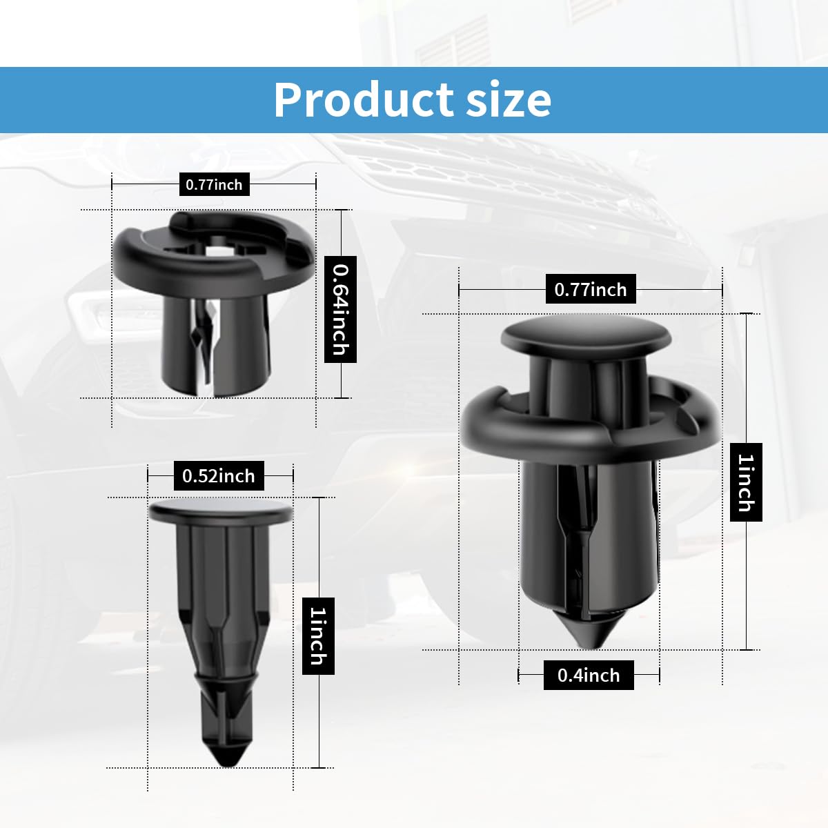 20Pcs Front Bumper Push-Rod Clips, 10mm Fender Liner Clips Compatible with Honda CR-V Accord Civic Acura 91503-SZ3-003, Black Ny