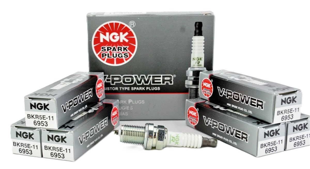 6 New NGK 6953 BKR5E11 V-Power Spark Plugs -Like New