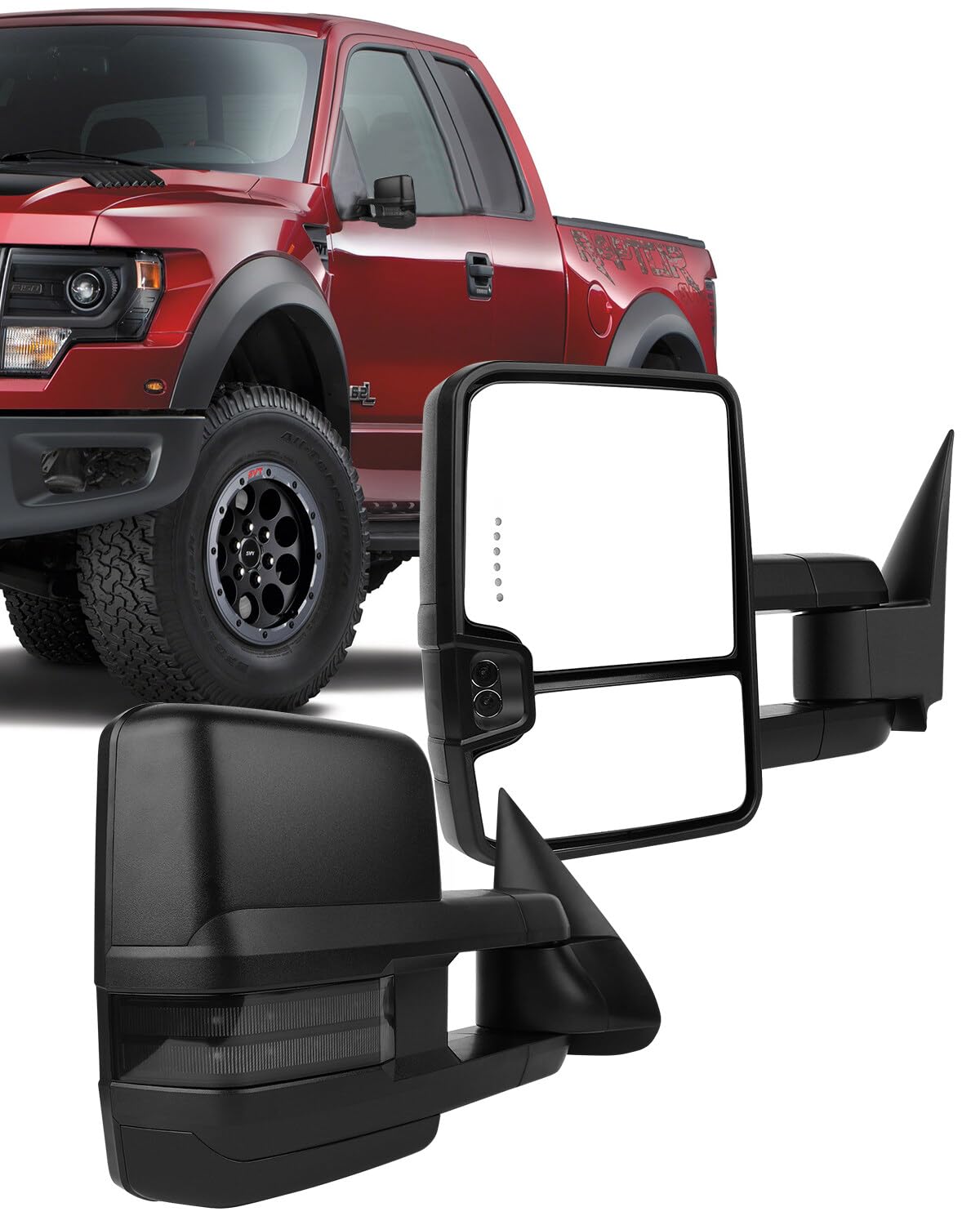 ECCPP Towing Mirrors Tow Mirrors With 1988-1998 For Chevy Silverado For GMC Sierra 1500 2500 3500 Power Adjusted No Heated Turn 