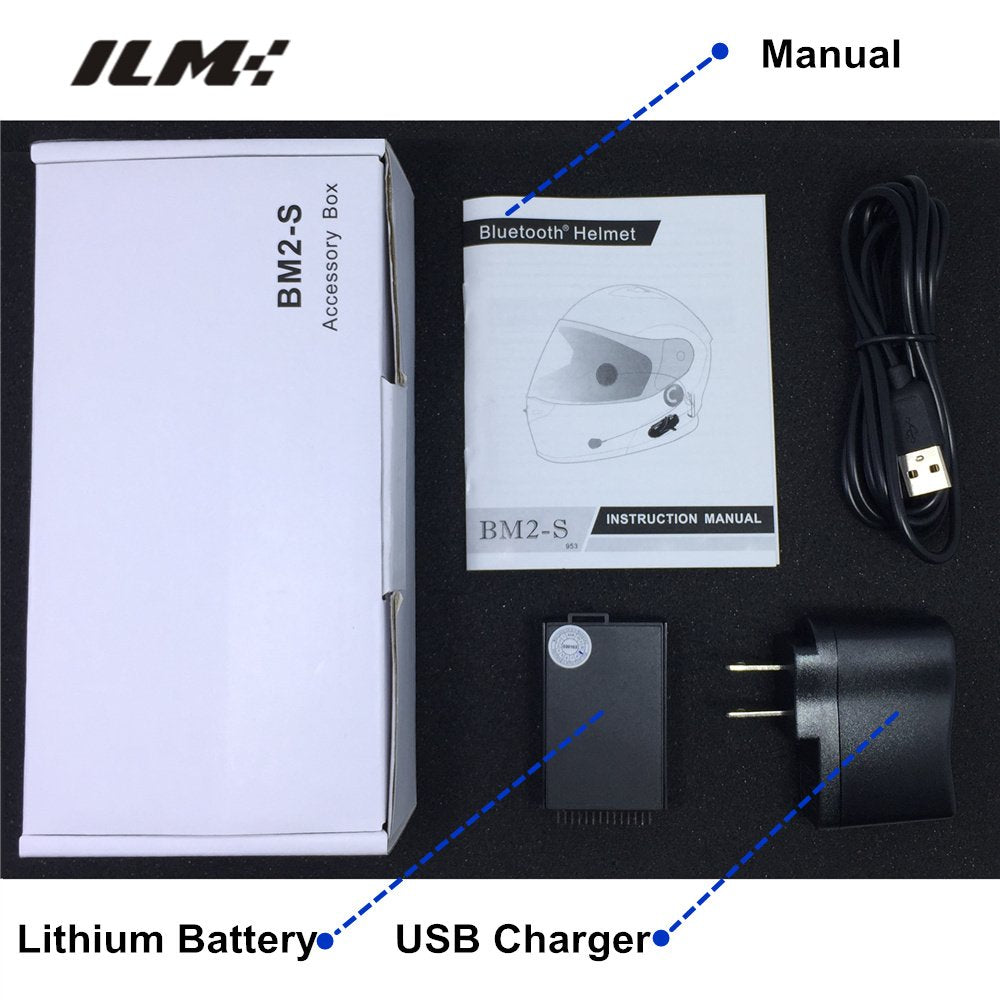 Ilm Bluetooth Integrated Modular Flip Up Full Face Motorcycle Helmet Sun Shield Mp3 Intercom Model 953 (L, White)