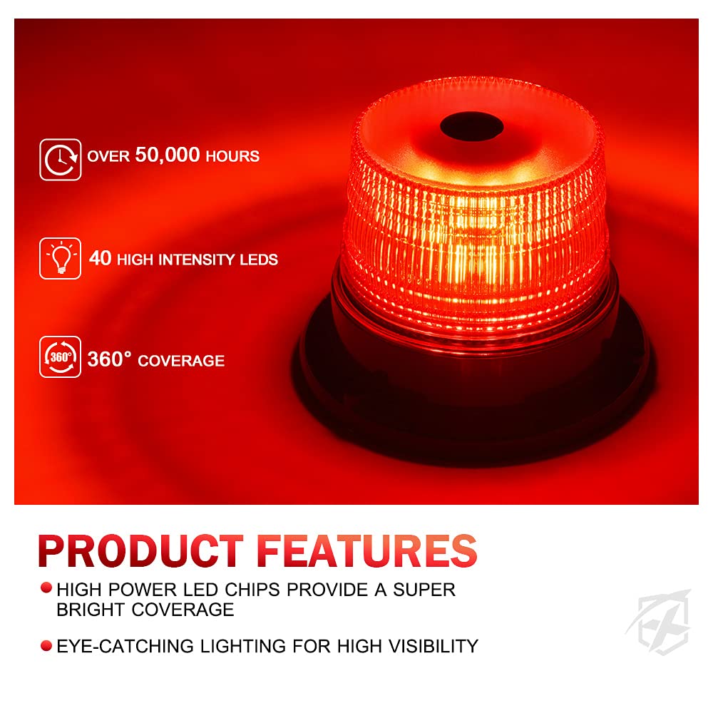 Xprite Led Beacon Light, Forklift Strobe Lights W/Magnetic Base For Construction Vehicles, Towtrucks, Security Patrol, Postal, G