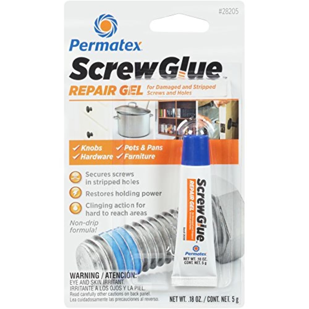 Permatex 28205 Screw Glue Repair Gel, 0.18 fl. oz, 1 Pack (5G)