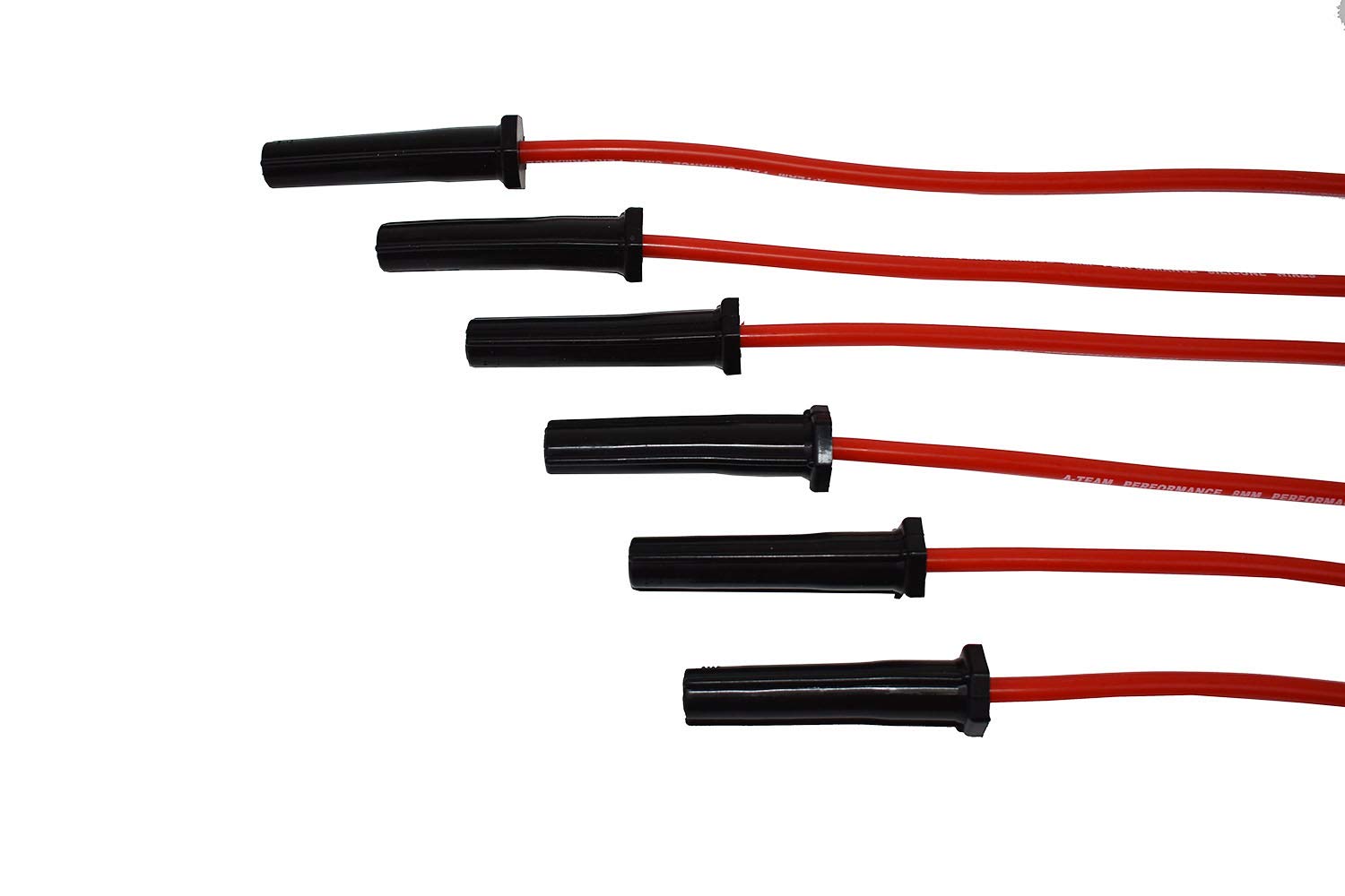 A-Team Performance - Set Of 6 Cylinder 8.0Mm Red Silicone Durable Two-Layered Silicone Coating Spark Plug Wires 4.3 Vortec - Com