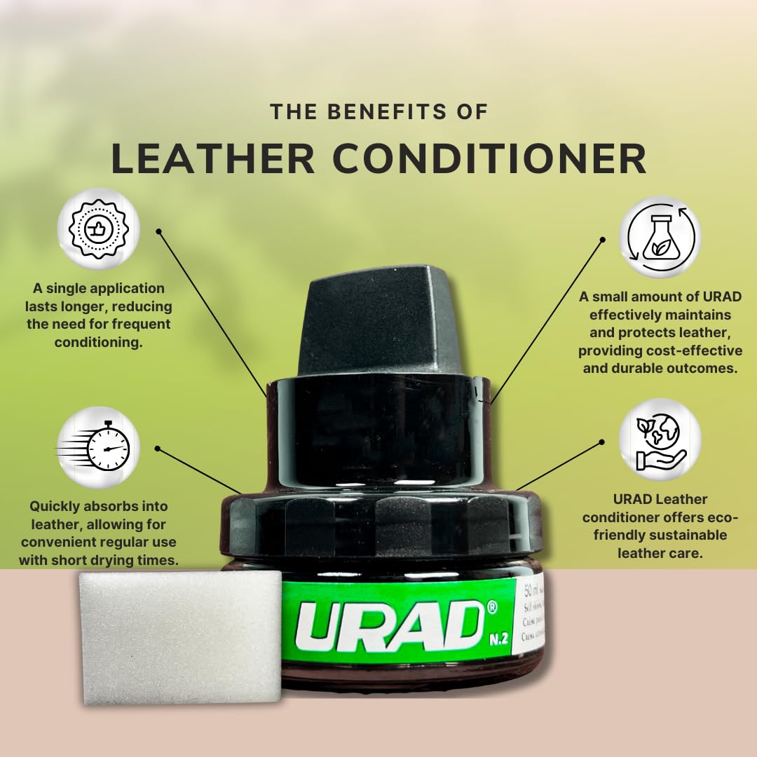 URAD Leather Conditioner, Dark Brown, 50ml - Nourishes, Protects & Revives Dark Brown Leather Shoes, Boots, Handbags & Furniture