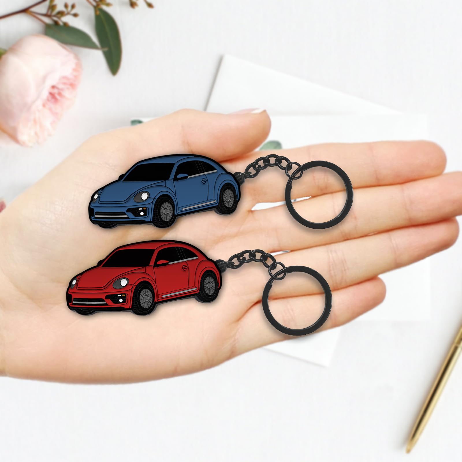 Glahorse For Volkswagen New Beetle Keychain，For Volkswagen New Beetle Accessories 2005-2022，Metal Keychain (Blue)