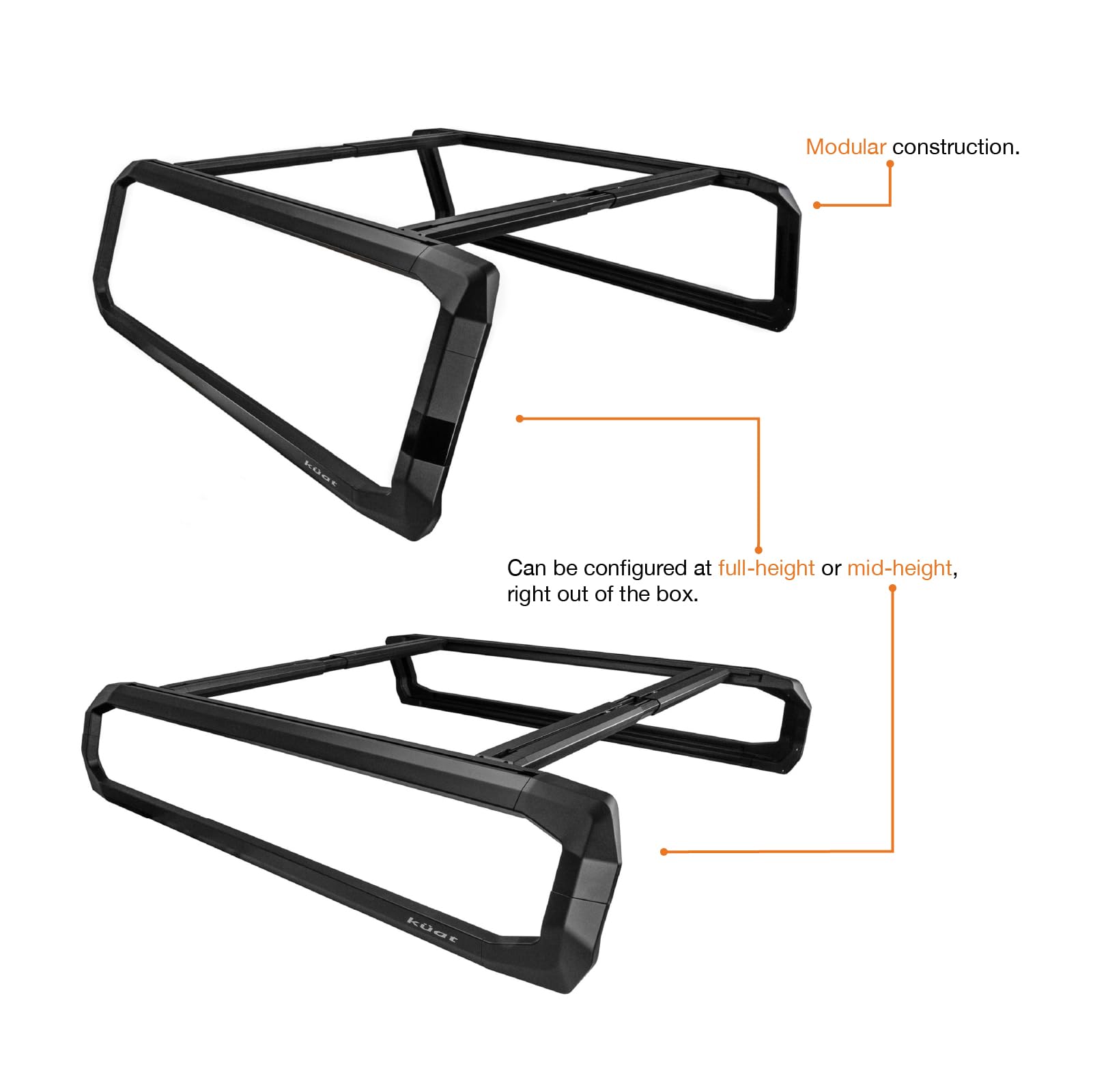 Kuat Ibex Versatile Durable Lightweight Aluminum Adjustable Truck Bed Rack - Stainless Steel Hardware Included | 1,200 Lbs Static & 300 Lbs Dynamic Weight Capacity, Ibexa1 - Mid-Size - Short-Bed