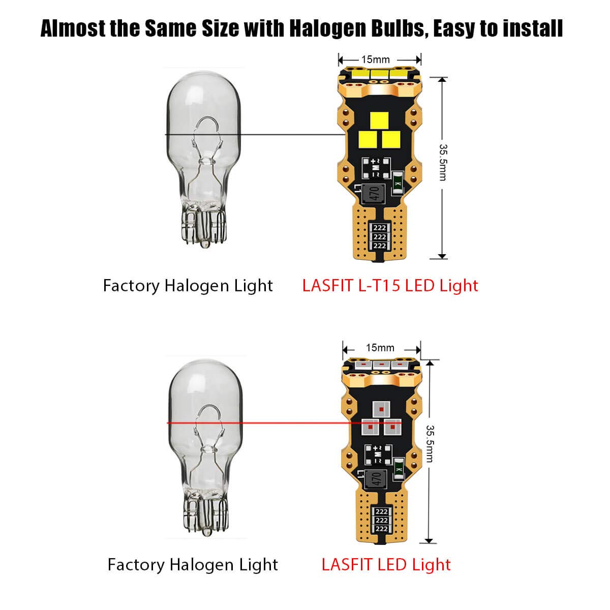 Lasfit 912 921 Led Bulb Reverse Light Backup Light White And Third Brake Bulbs Light Red Combo, T15 W16W Canbus Error Free Light