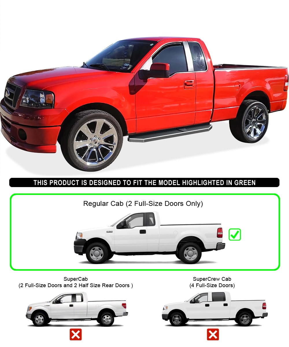 APS Polished Running Boards Style Compatible with Ford F150 2004-2008 Regular Cab (Exclude 04 Heritage) (Side Steps Side Bars) 6