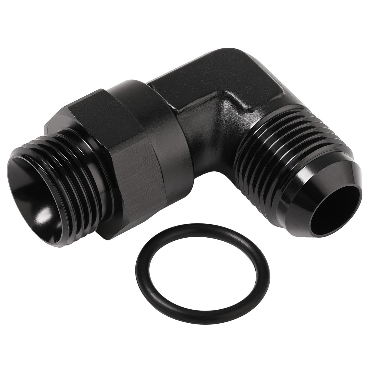 Podavelle 10An Male Flare To 10An -10 Orb O-Ring Boss 90 Degree Swivel Fitting Adapter Aluminum Black