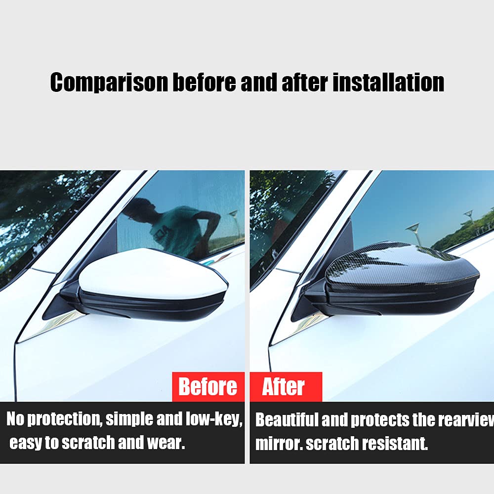 Rifoda For Civic Carbon Fiber Full Coverage Rear View Mirror Cover for Honda 10th gen Civic 2016 2017 2018 2019 2020 2021 Car Do