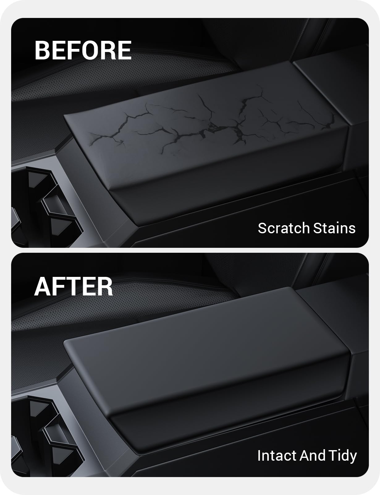 Basenor Armrest Cover For 2024 2025 Tesla Cybertruck Scratch Resistance Center Console Cover Non-Slip Arm Rest Protector Cybertr