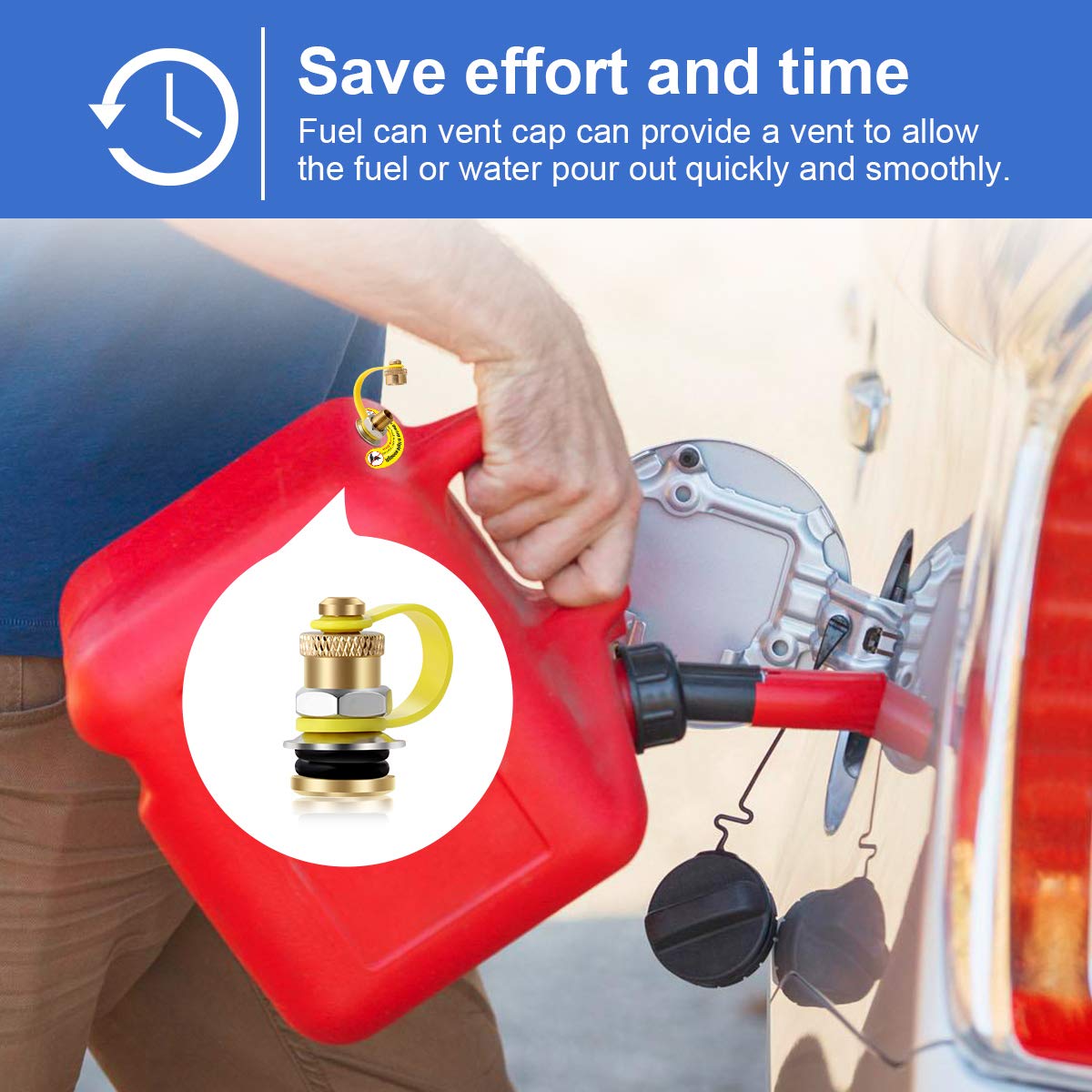 Magicfour Fuel Gas Can Vent Caps, Fuel Gas Can Vent Kits Fuel Gas Tank Vent Caps With Lanyard-Attached Cap For Gas Can Fuel Tank