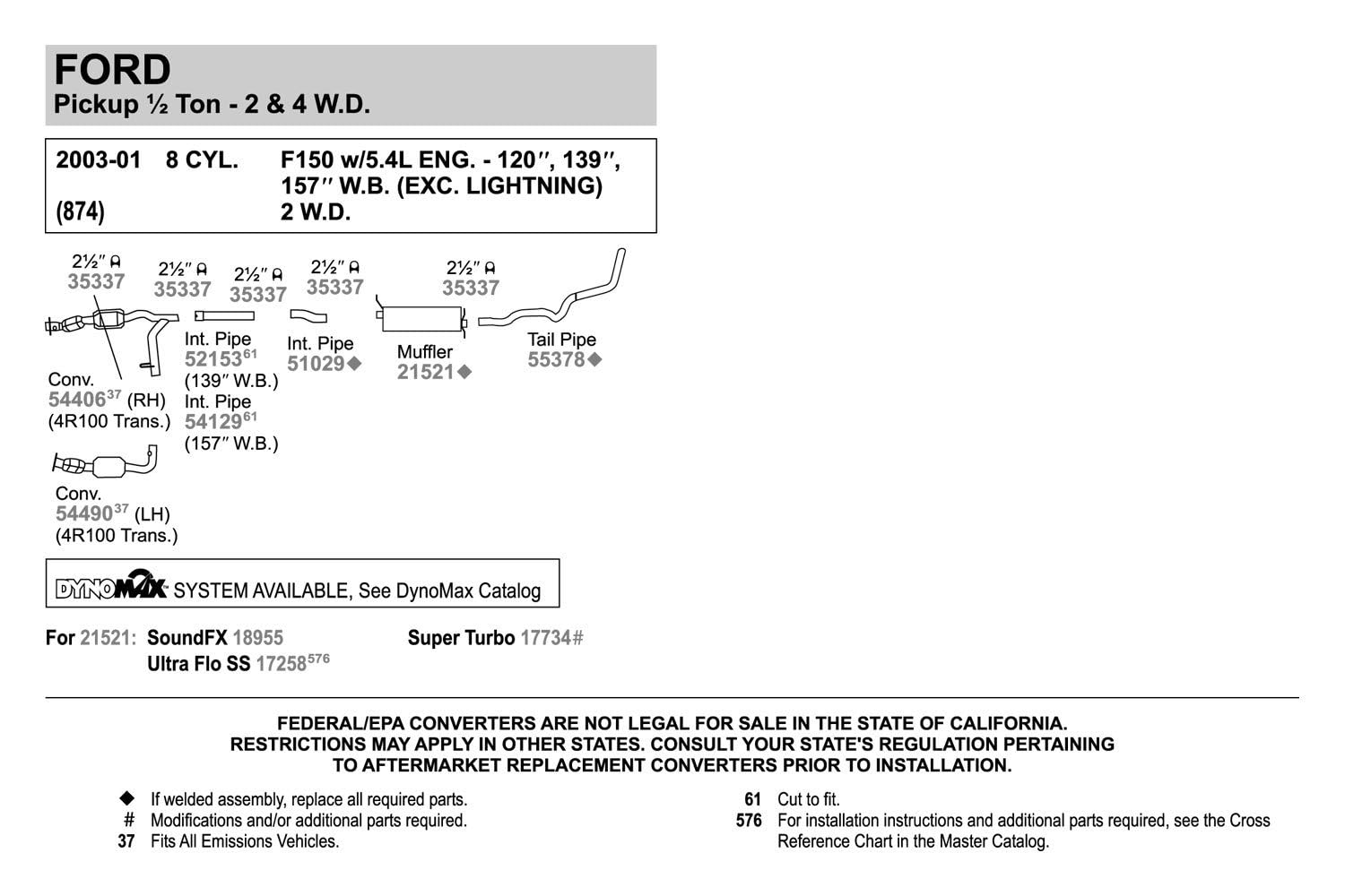 Walker 52153 Exhaust Pipe For Ford F-150