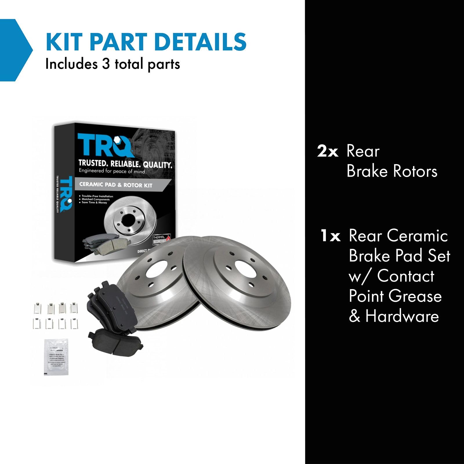 TRQ Rear Brake Pad & Rotor Kit Brake Pads Brake Rotor Ceramic Compatible with 2004-2007 Ford Freestar Mercury Monterey