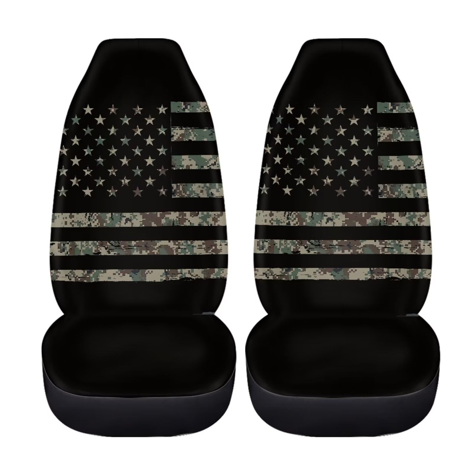 Salabomia American Flag Car Seat Cover for Women Men, Universal Fit Auto Seat Cover 2 Piece Stretchy Breathable Bucket Vehicles