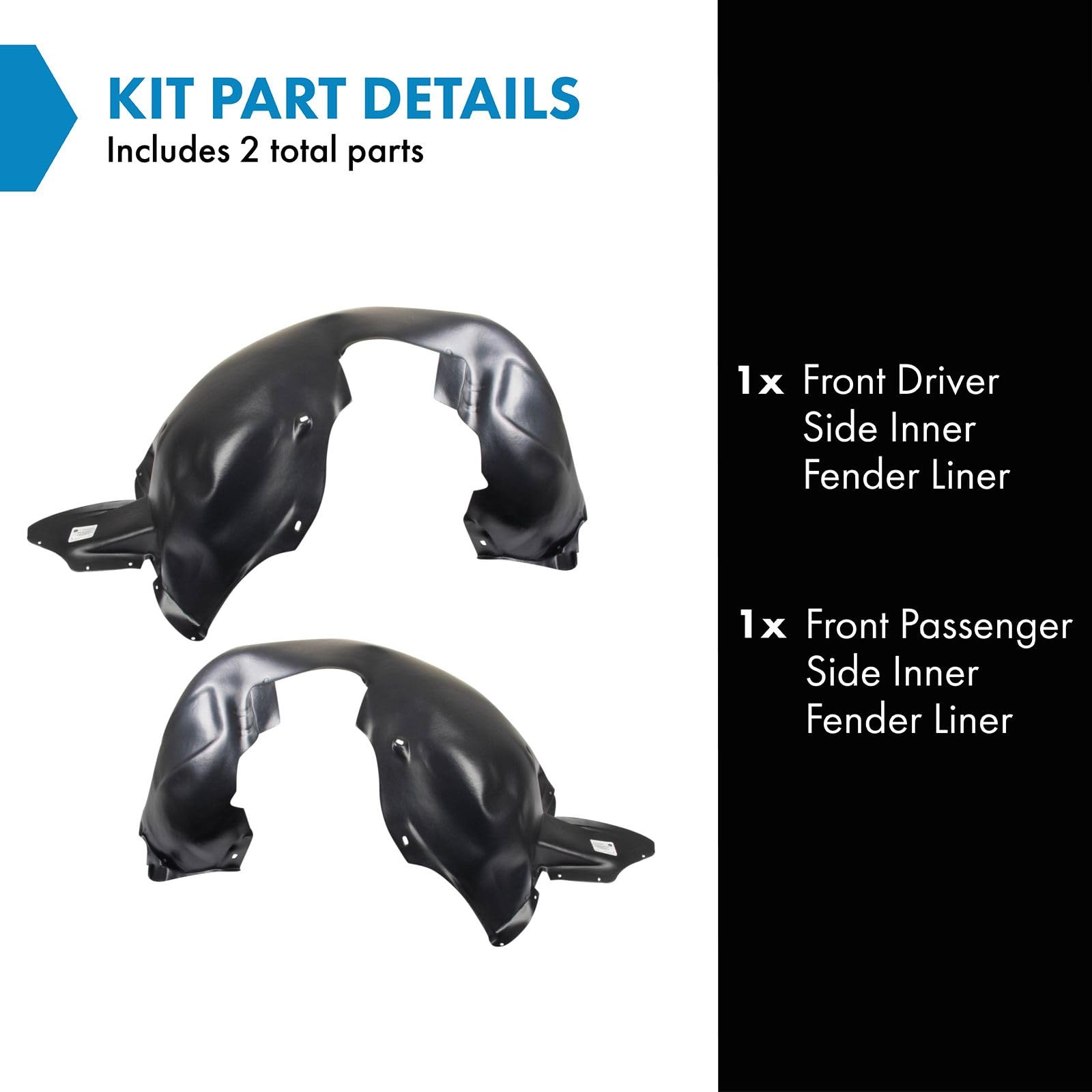 Trq Front Inner Fender Liner Set Compatible With 2012-2014 Volkswagen Jetta Vw1248122 Vw1249120