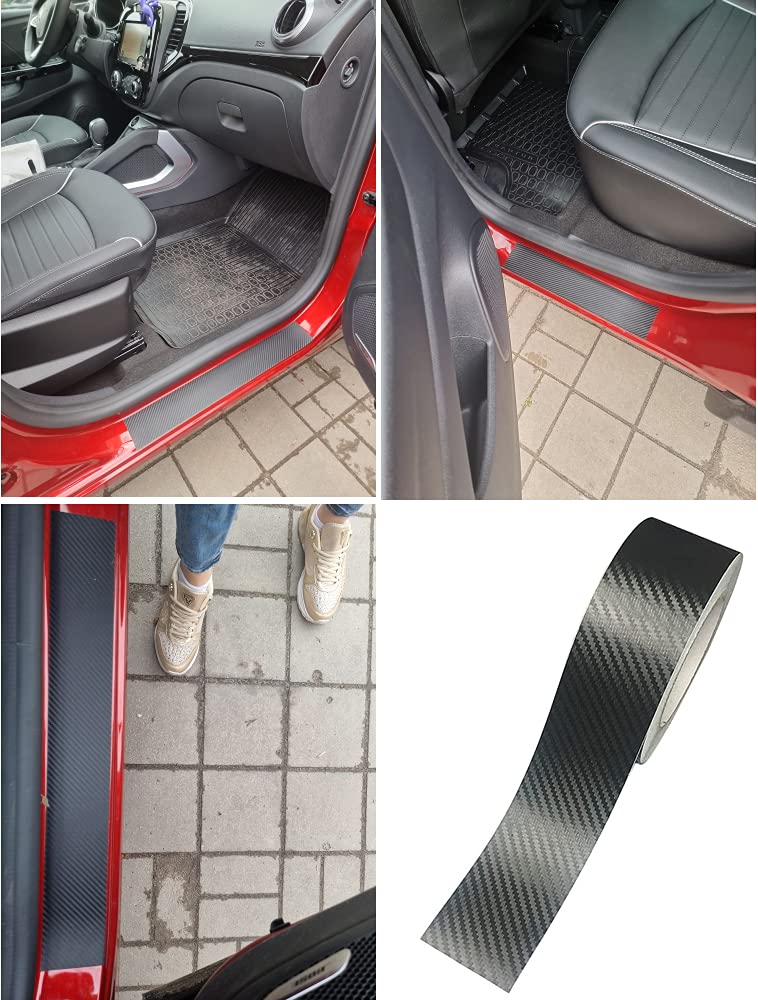 Lzlrun 3D Carbon Fiber Vinyl Wrap - Outdoor Rated For Automotive Use - 2 Inch X 30Ft Universal Chrome Black Dry Carbon Fiber Det