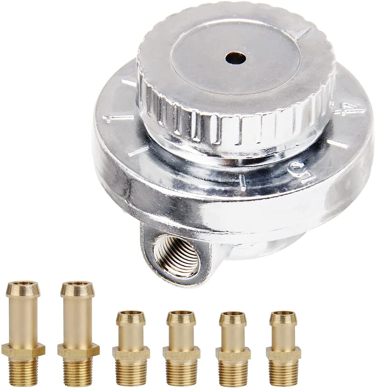 Pilida 9710 Fuel Pressure Regulator Kit: Manual 5-Speed Adjustable Engine Carburetor Carb With 1/4'', 5/16'',3/8'' Fuel Adapters
